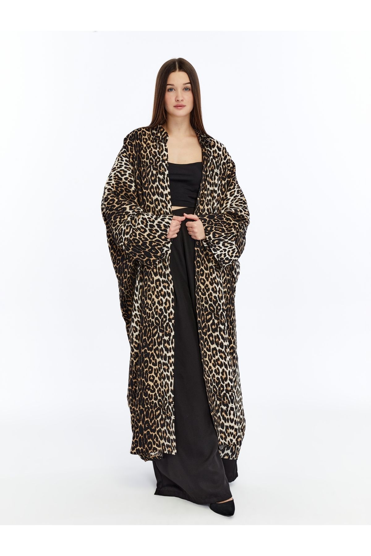 KARÇA VOGUE Leopar Desenli Abaya / Kaftan