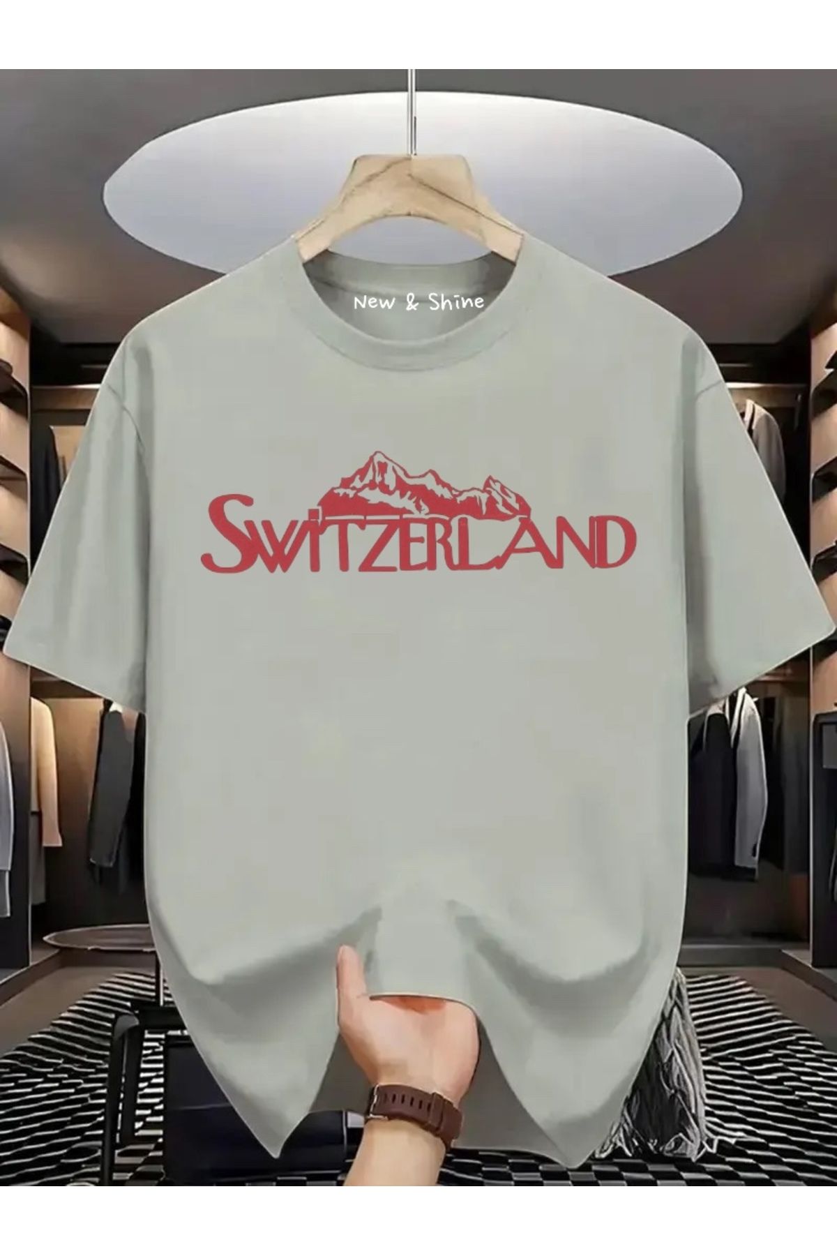 New Shine Switzerland Baskılı Oversize T-Shirt