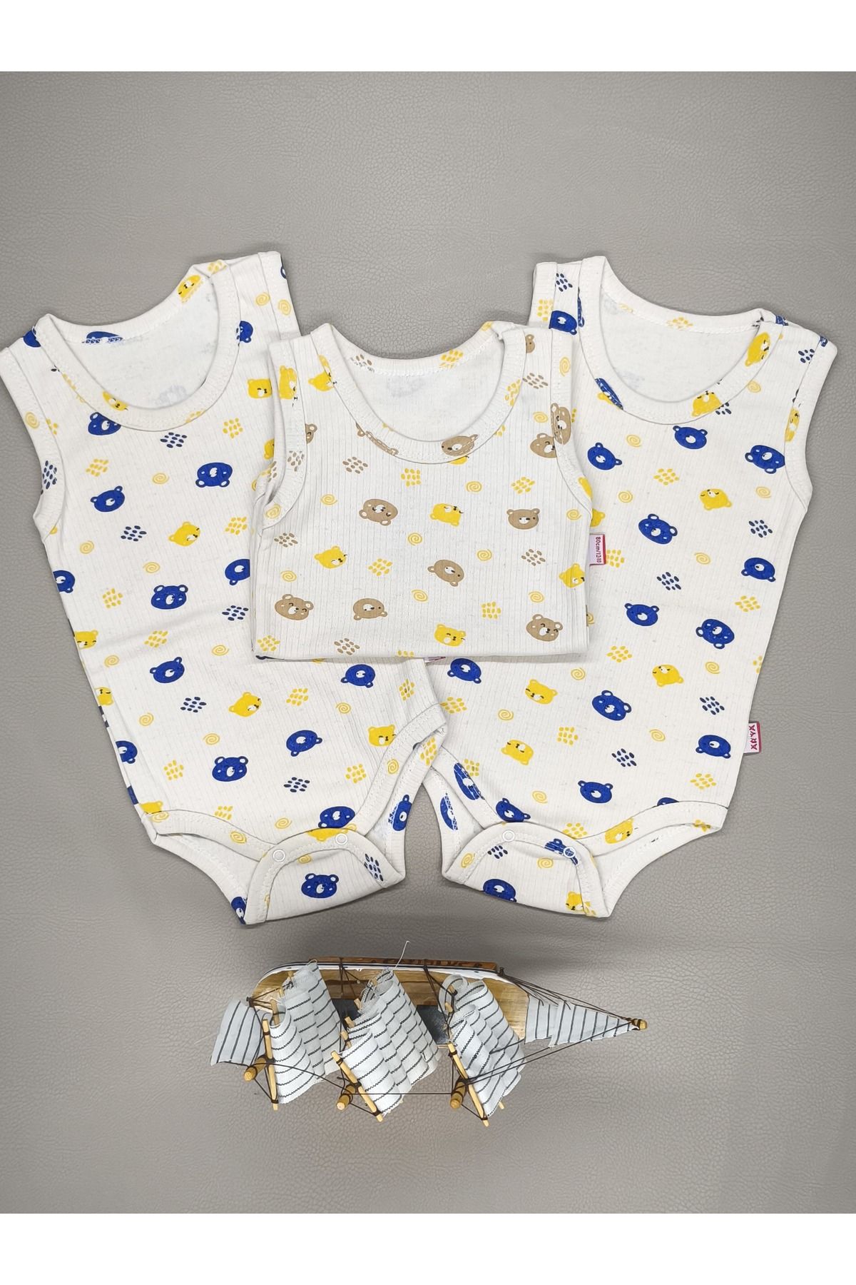 Arya 3'LÜ AYICIK DESENLİ BEBEK ATLET BODY ZIBIN