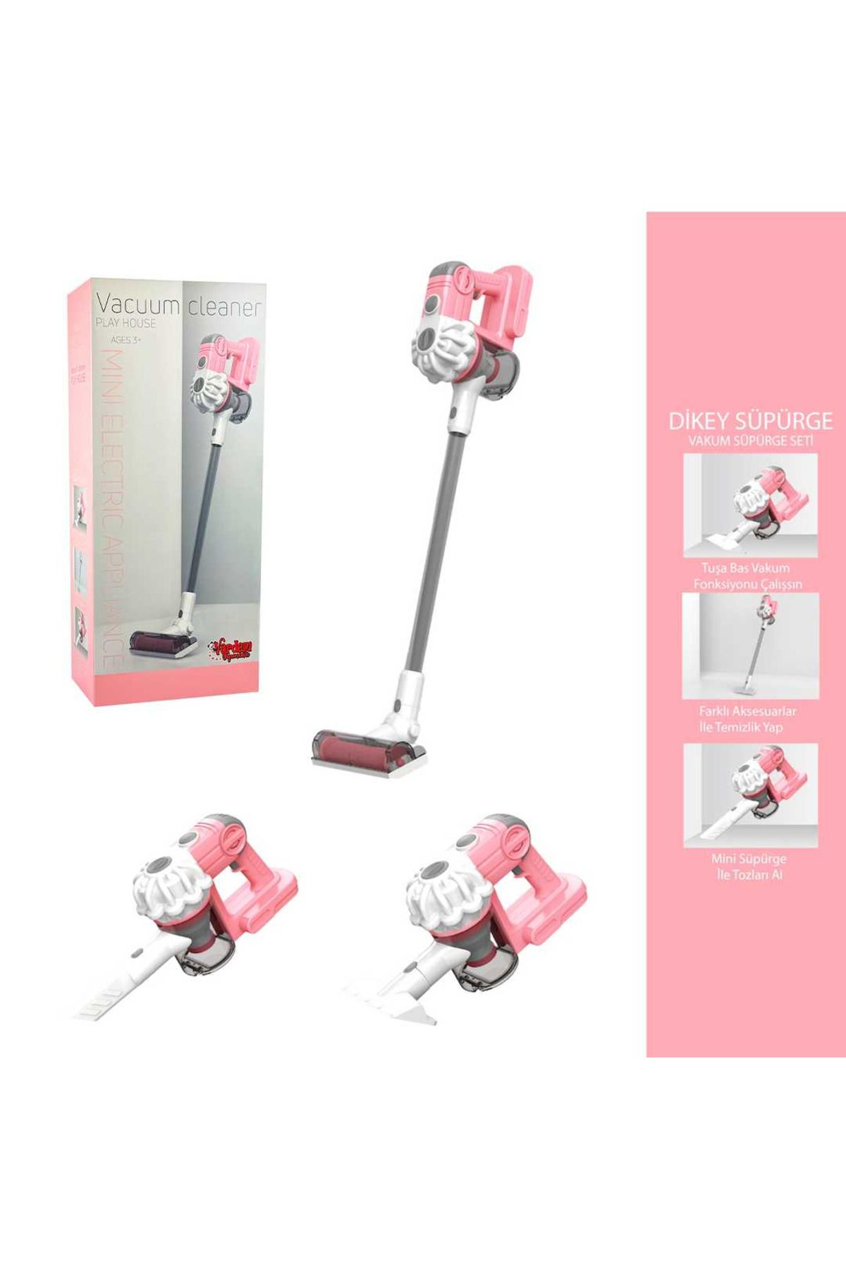 Art Tone VARDEM EV ALETİ LS8807C MİNİ DİKEY ELEKTRİK SÜPÜRGESİ 3İN1 PEMBE 3+
