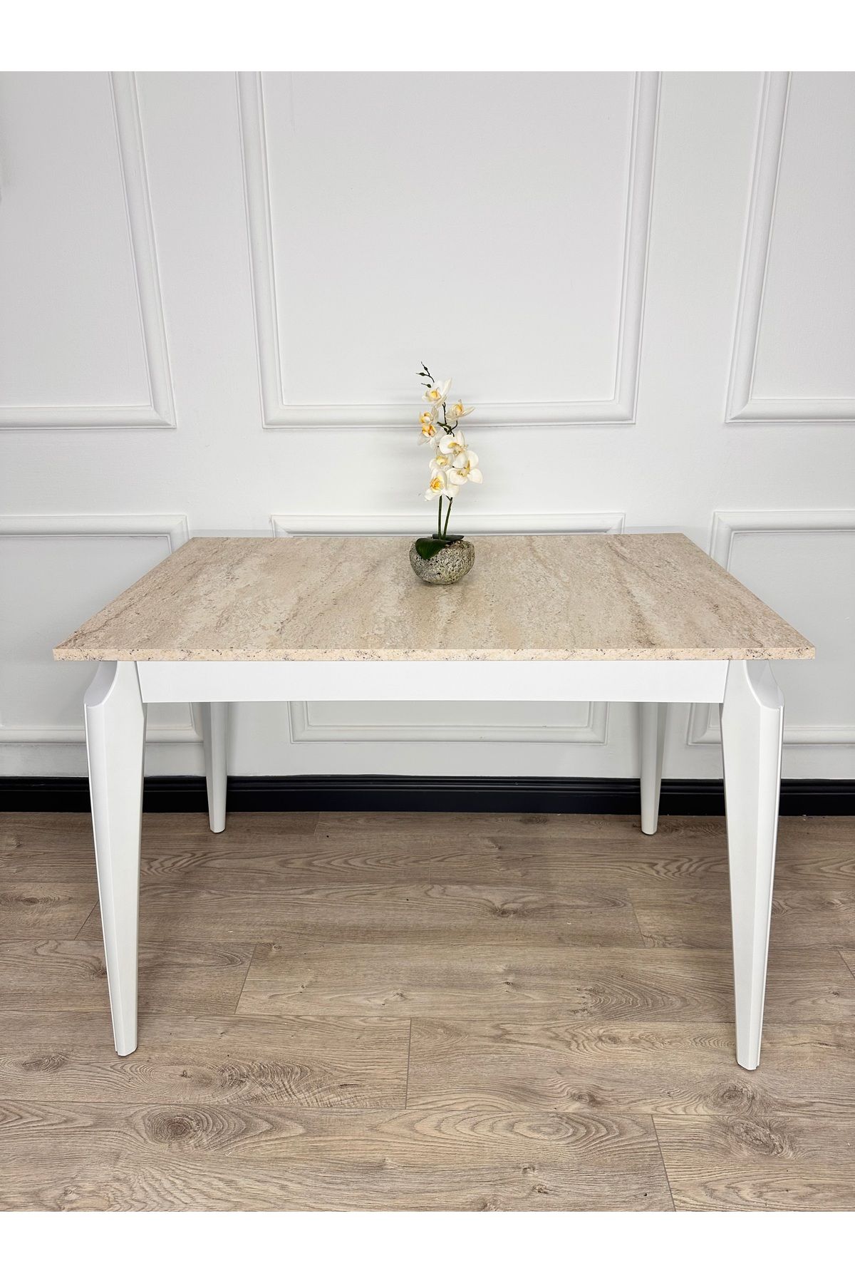 ECCES BB Mutfak Masası MDF Sabit 70X110 Yemek Masası Mermer Desen Traverten MDF Çalışma Masası Balkon Masası