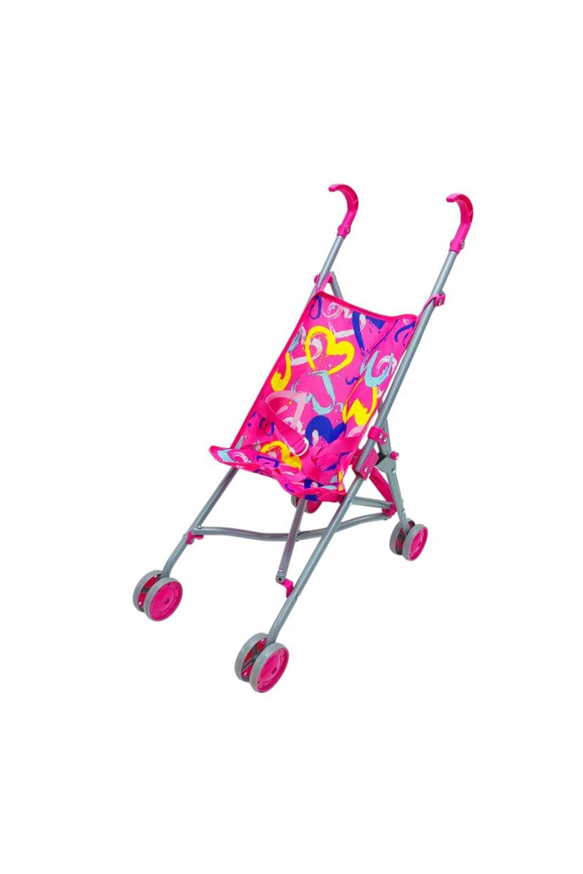Art Tone VARDEM BEBEK ARABASI FL8103-S METAL KATLANABİLİR BASTON PUSET PEMBE KALPLİ 4 TEKER 3+