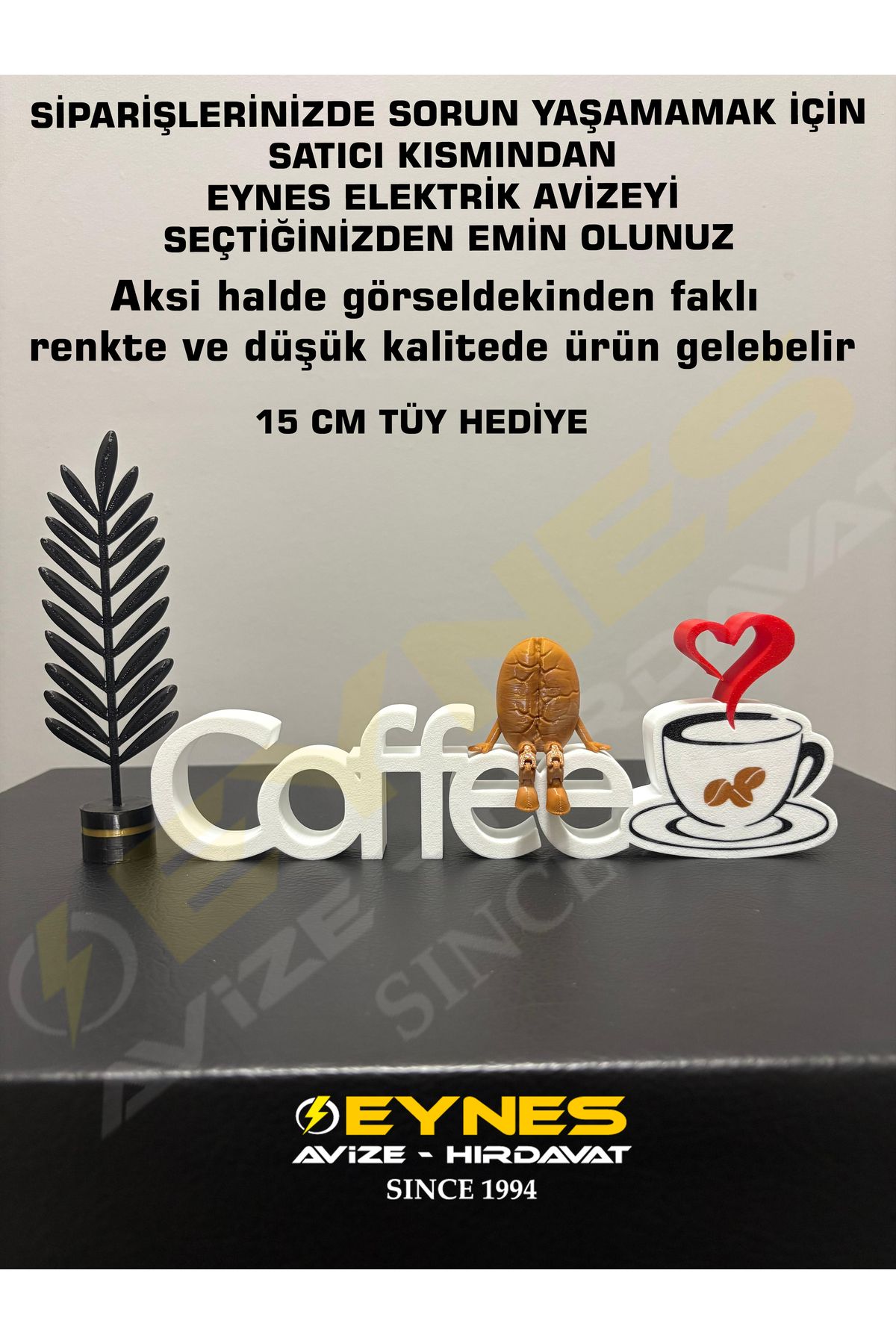 Eynes Aydınlatma Kahve Köşesi Dekoru Coffe Yazısı kahve çekirdeği Dekoru Tüy Hediyeli