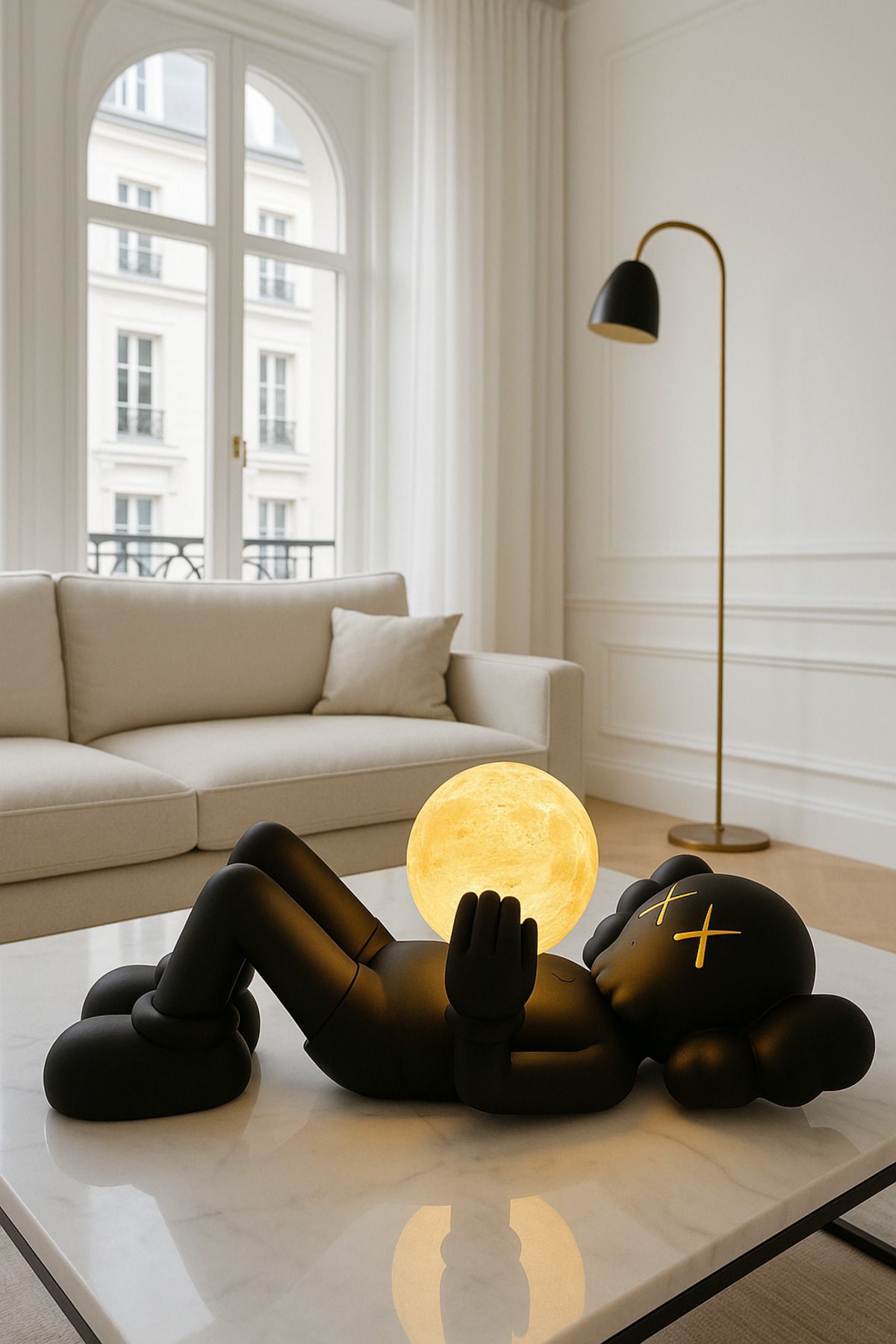 3dlab KAWS Tarzı Masa Lambası – Ay Şeklinde LED Aydınlatma, Kablolu Modern Dekoratif Aydınlatma