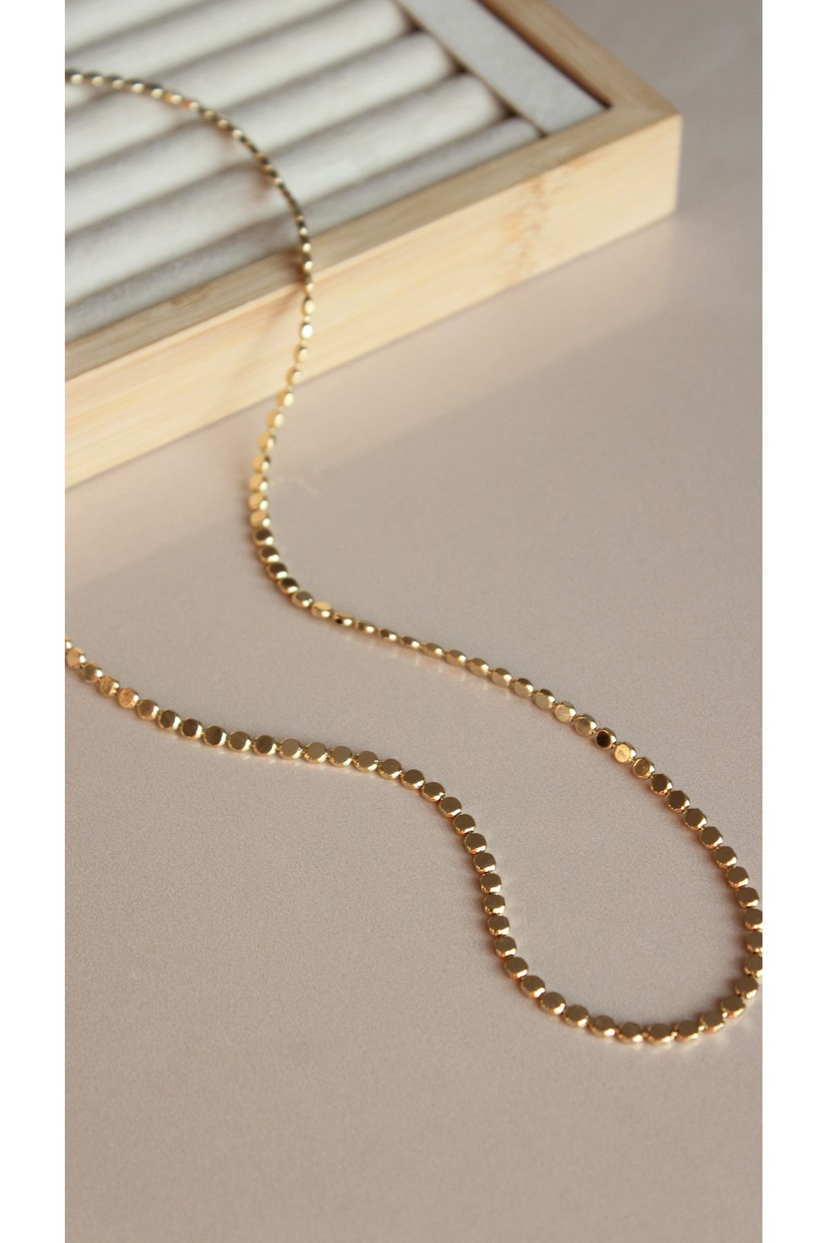 Tişt Accessory Xupin Kadın Gold Renk Pul Görünümlü Disko Zincir (60 cm) Çelik Kolye