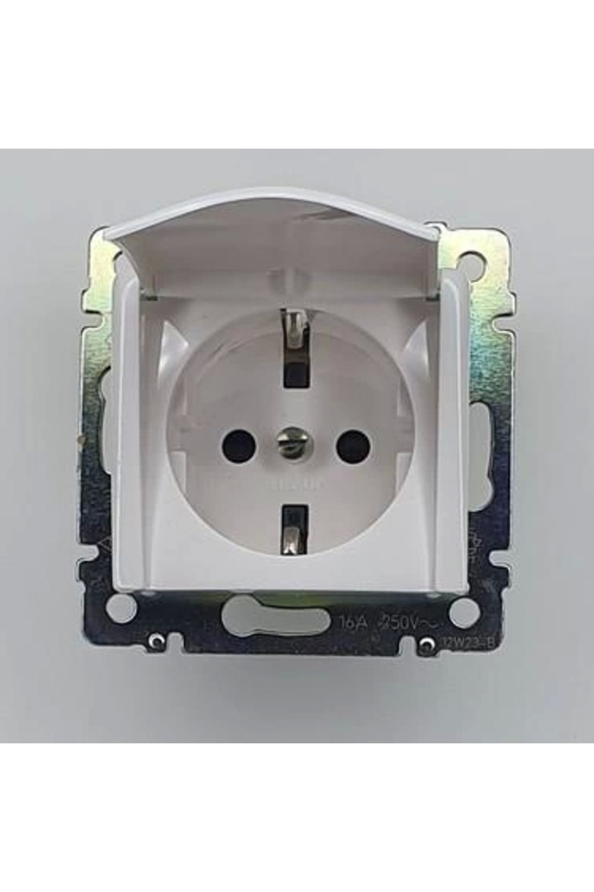 AC BOX-White cap grounded socket frameless - compatible frame for socket and switch 2