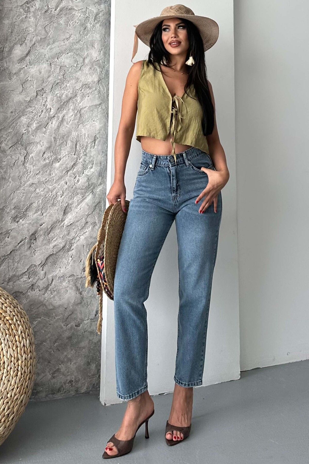 TOFİSA Mom Kot Pantolon Koyu Mavi - 27302