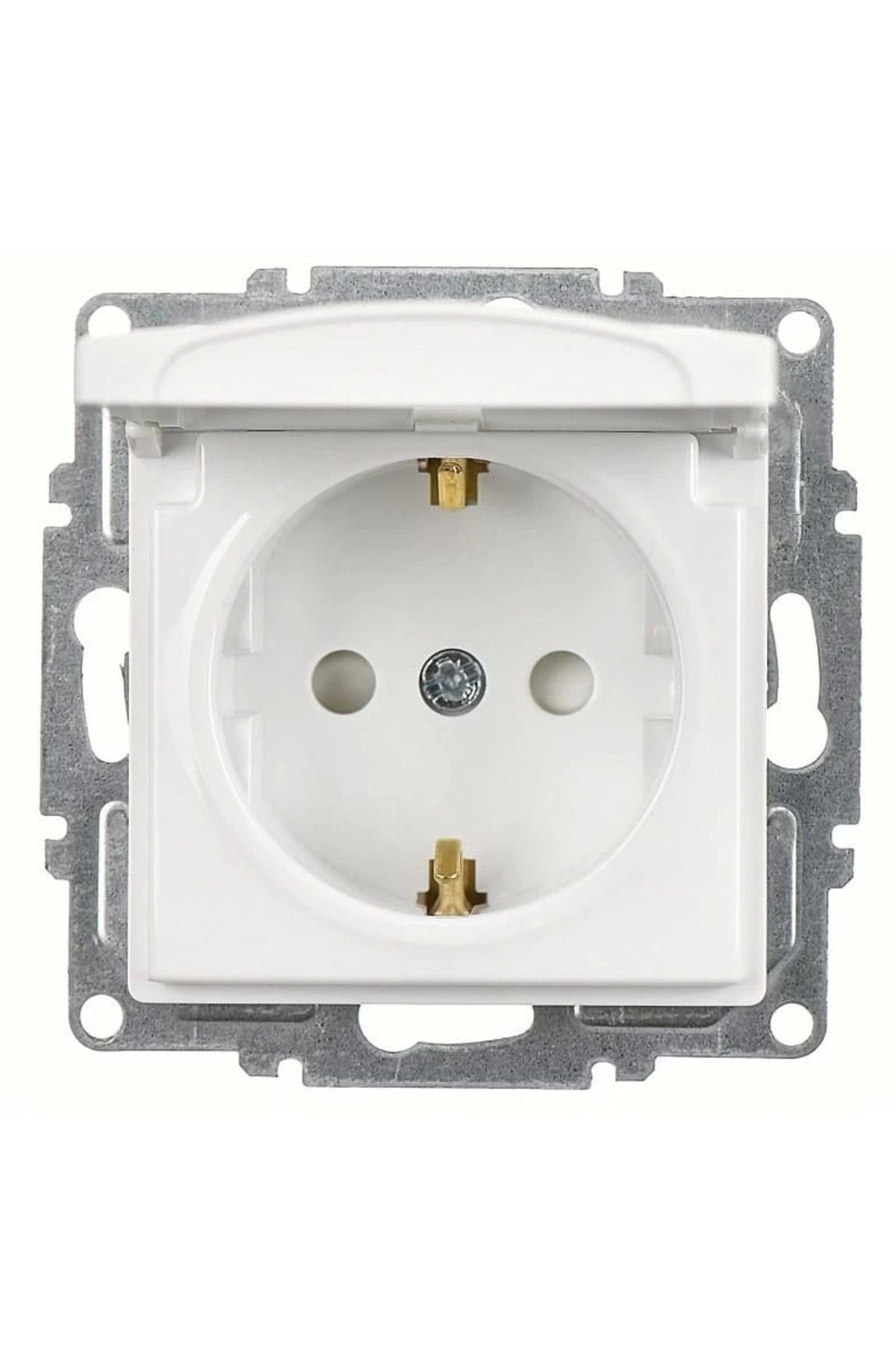 AC BOX-Visage white grounded covered socket child protected frameless - compatible frame for socket and switch 2