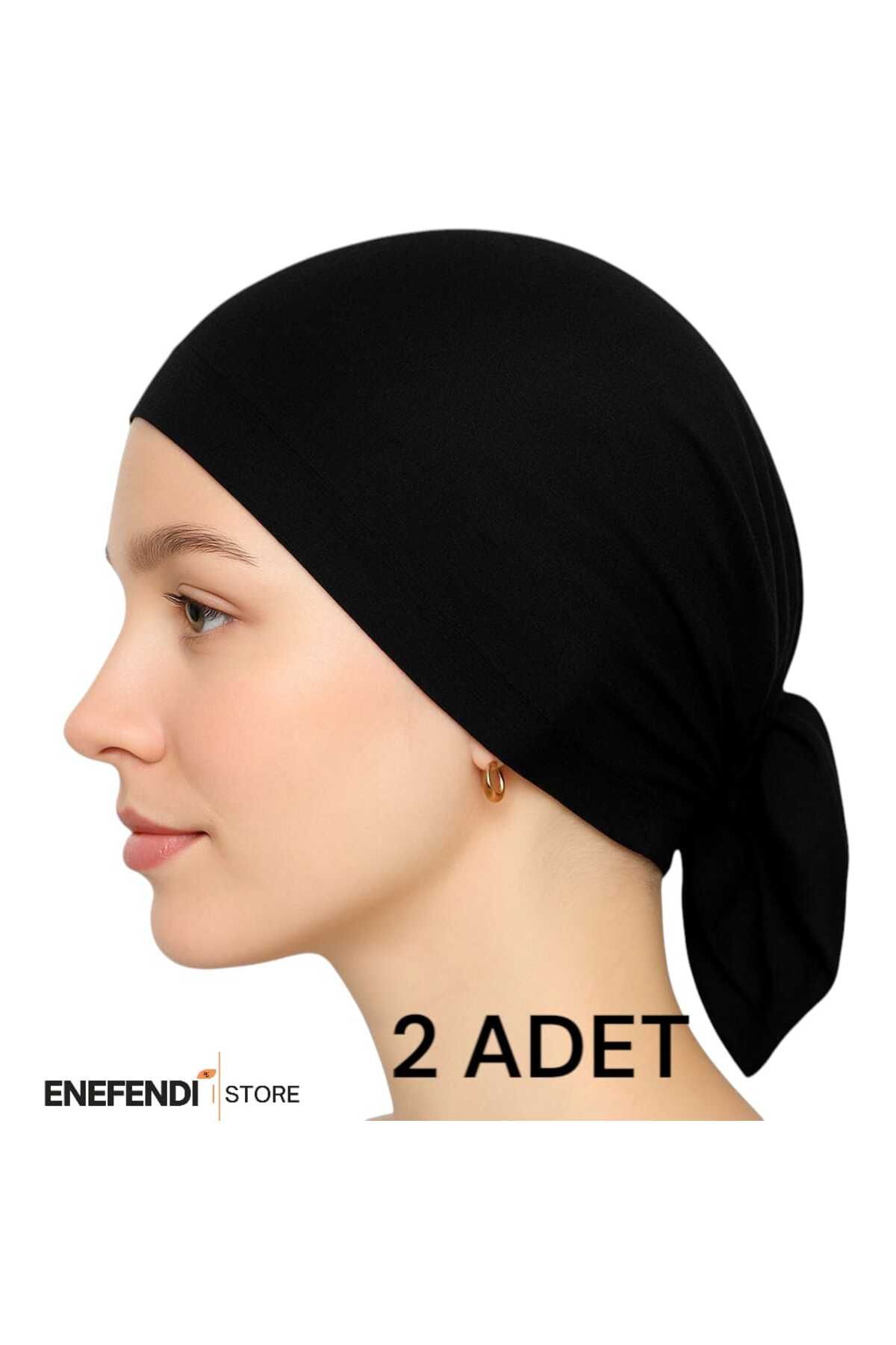 ENEFENDİ BONE DÜZ DİKİŞLİ BAĞLAMALI TESETTÜR İÇ BONE PENYE 2 ADET SİYAH