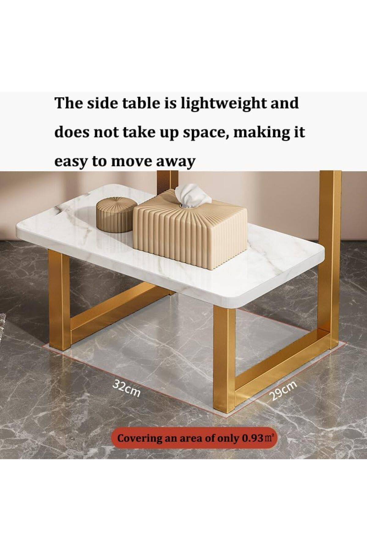 Generic-Small Place Endtable Side Table with Open Storage, 2-Tier Modern Marble Texture End Table, Sofa Side 5