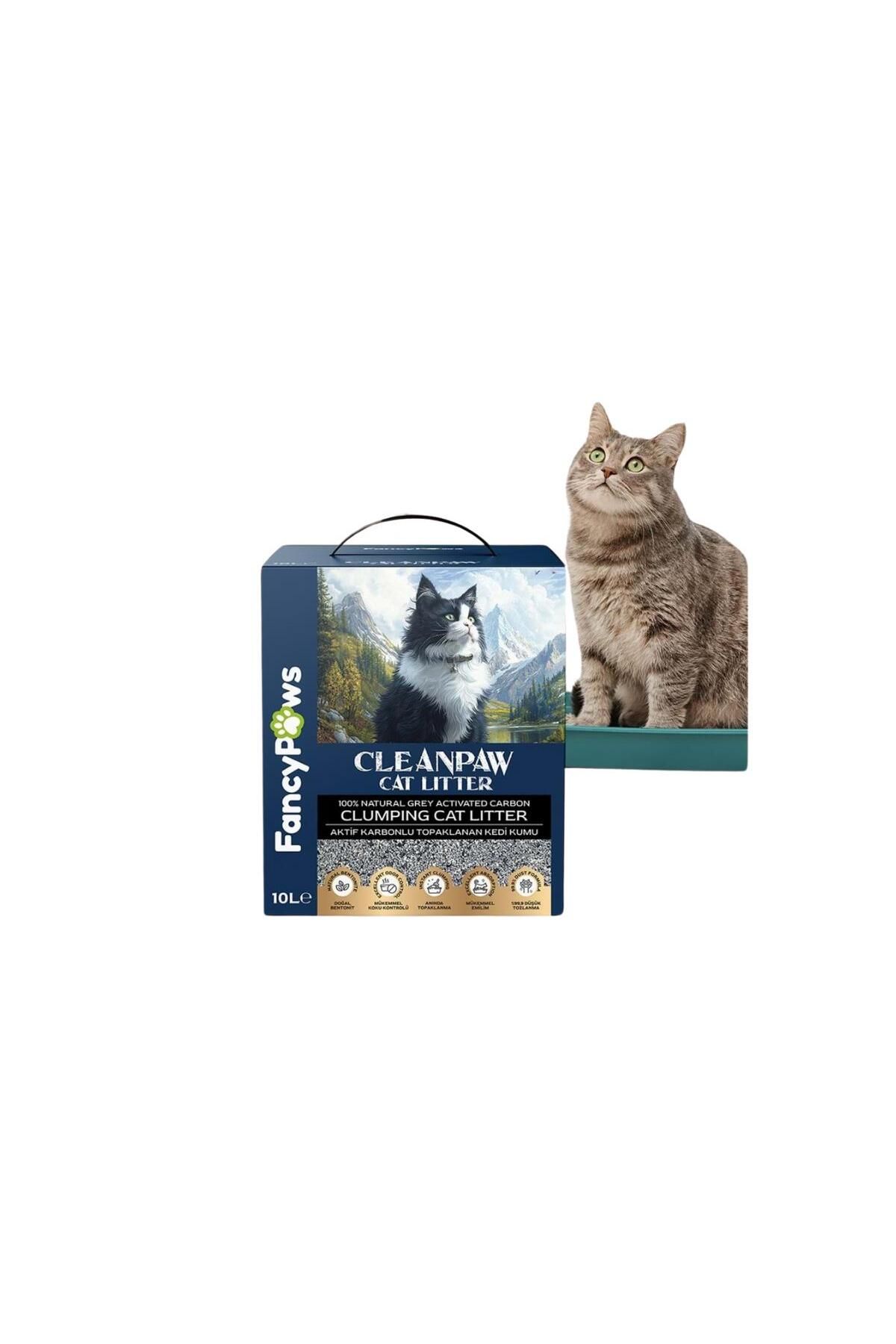 Fancy PAWS CLEAN PAW GREY AKTİF KARBON BENTONİT KEDİ KUMU 10 L KUTU