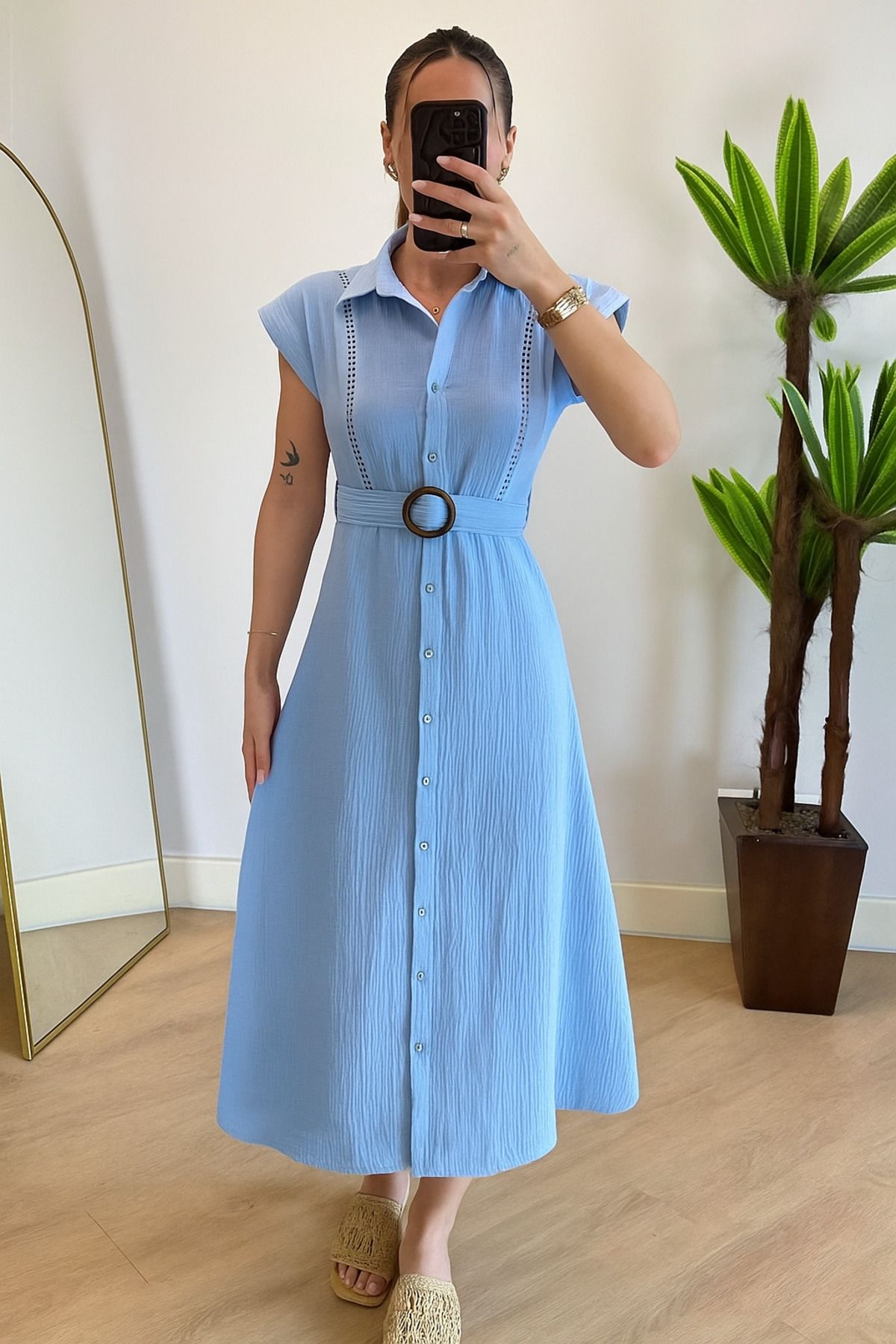 nays butik Dantelli Müslin Elbise