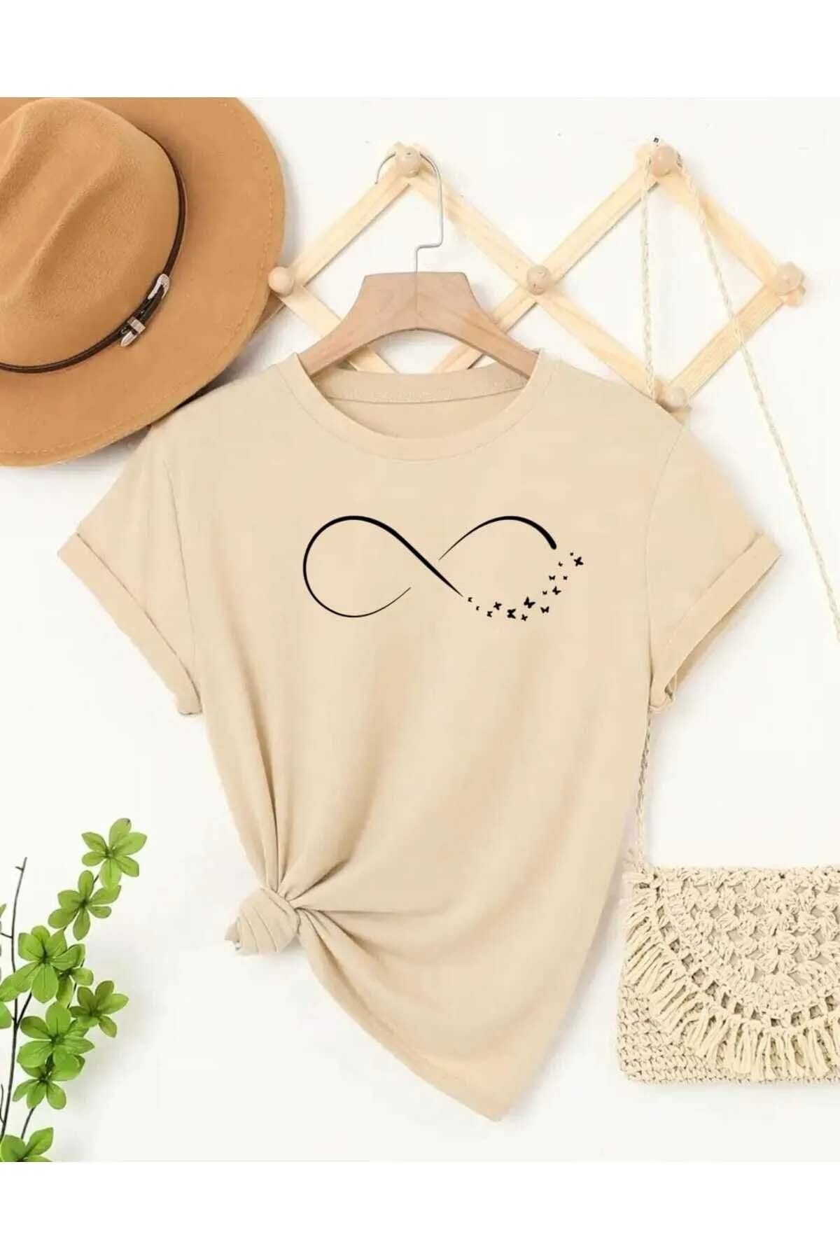 Trend Sizde Unisex Sonsuzluk Özel Tasarım Ön Baskılı Tasarım Tshirt