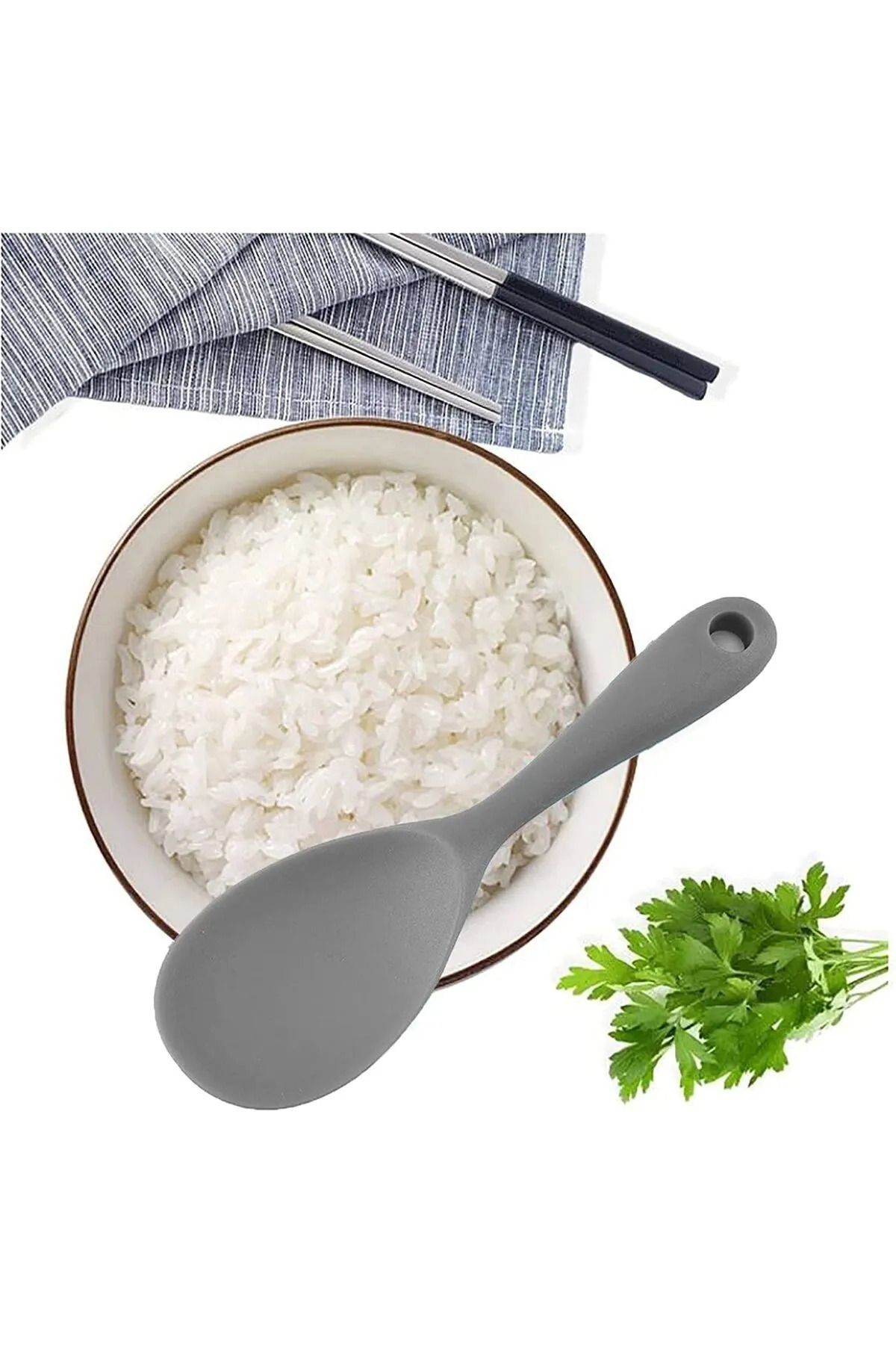 cephome güvenilir alışverişin adresi İvory silikon geniş pilav kaşığı (22.5cm) gri