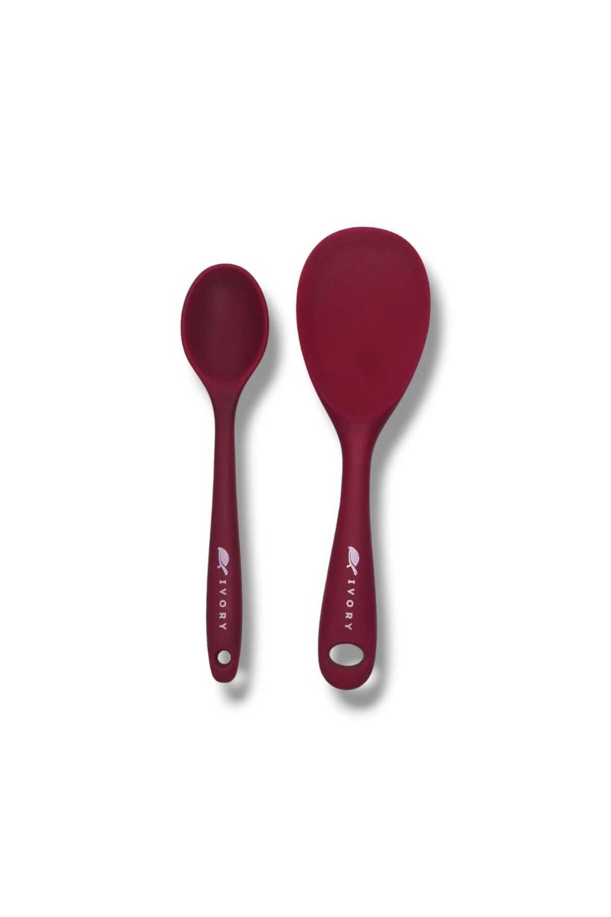 cephome güvenilir alışverişin adresi İvory 2 Tane Silikon Kaşık (20cm) Koyu Pembe