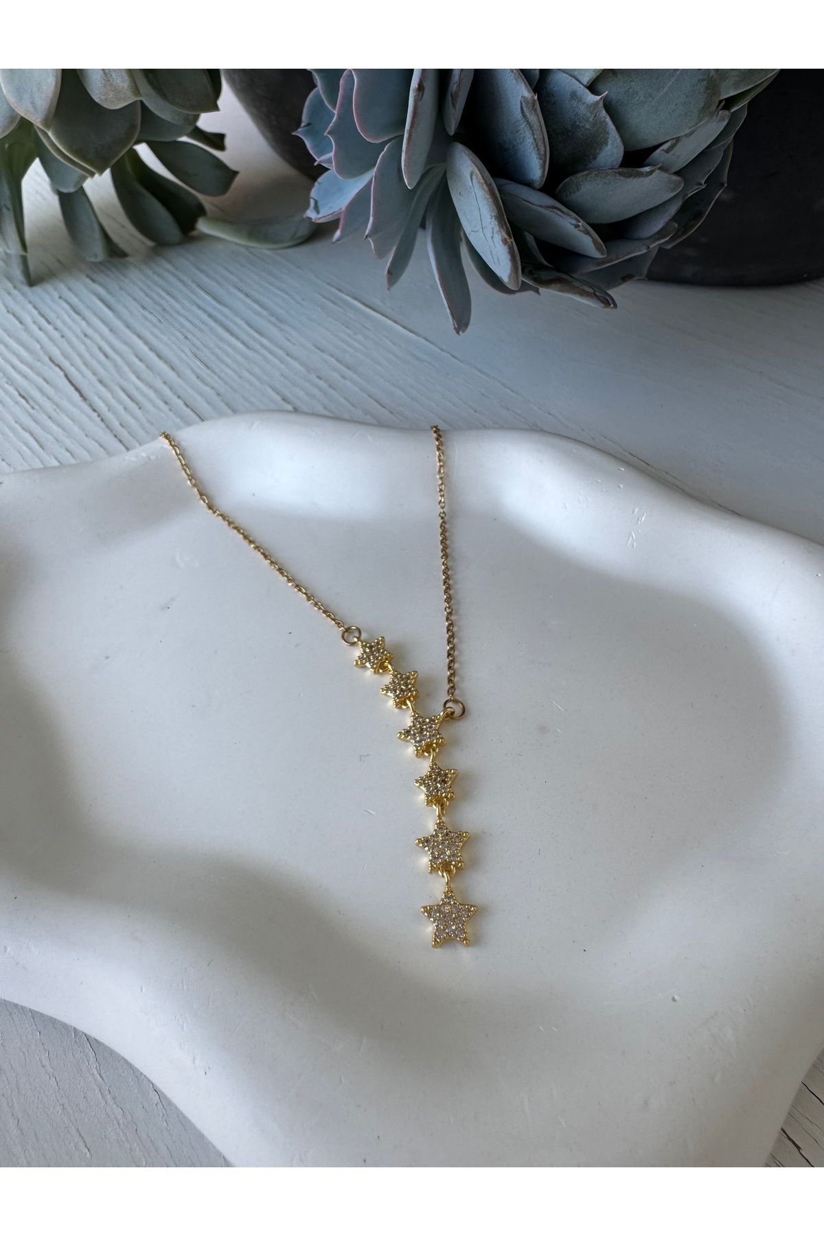 Gilia Jewelry Çelik Yıldız Y Kolye Altın