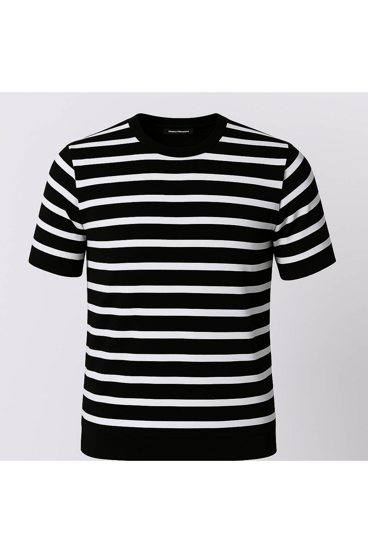 trender Çizgili O Yaka Siyah Erkek T-Shirt 103-4017