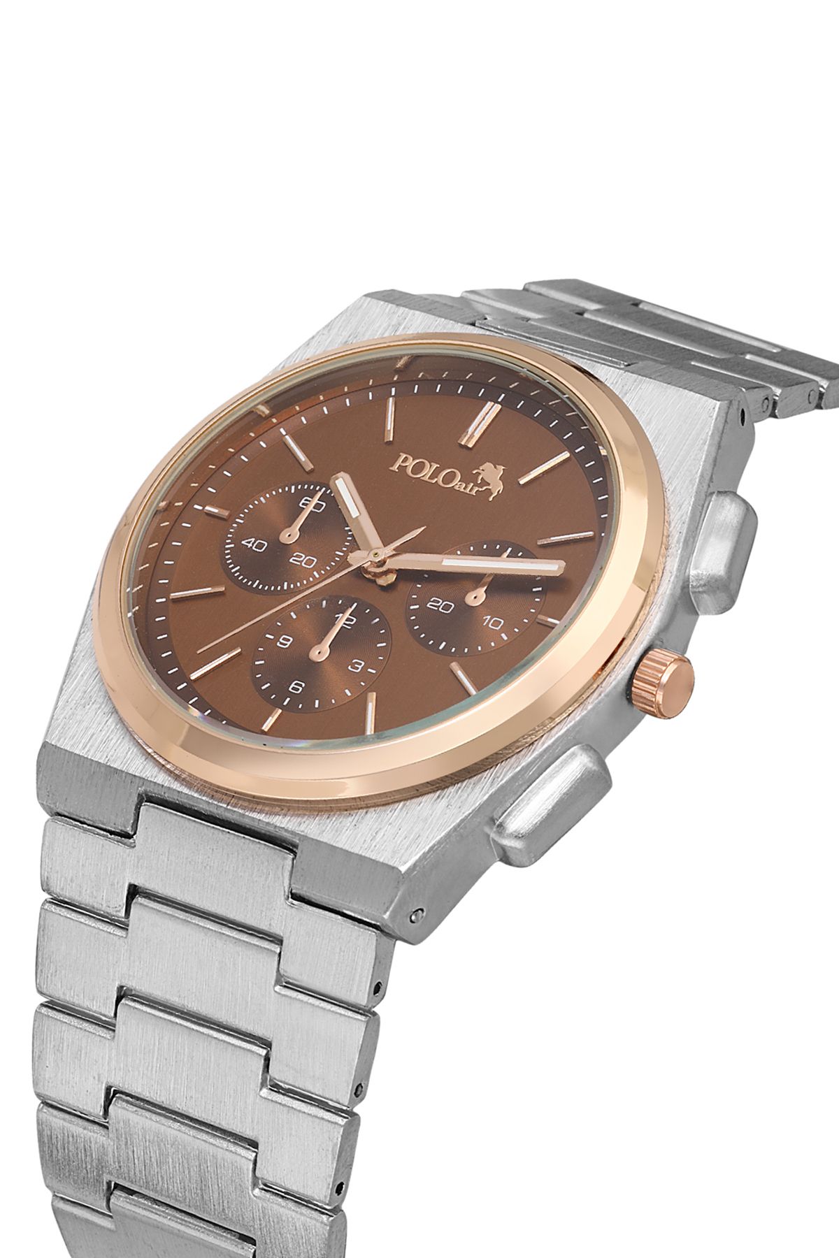 Polo Air Spor Erkek Kol Saati Gümüş Kahve Bakır Renk PL-0999E4x