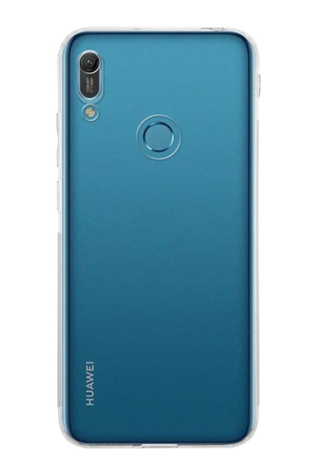 TezMax Huawei Y6 Pro 2019 Uyumlu Kapak Kamera Korumalı Şarj Tıpalı Şeffaf Silikon Kılıf