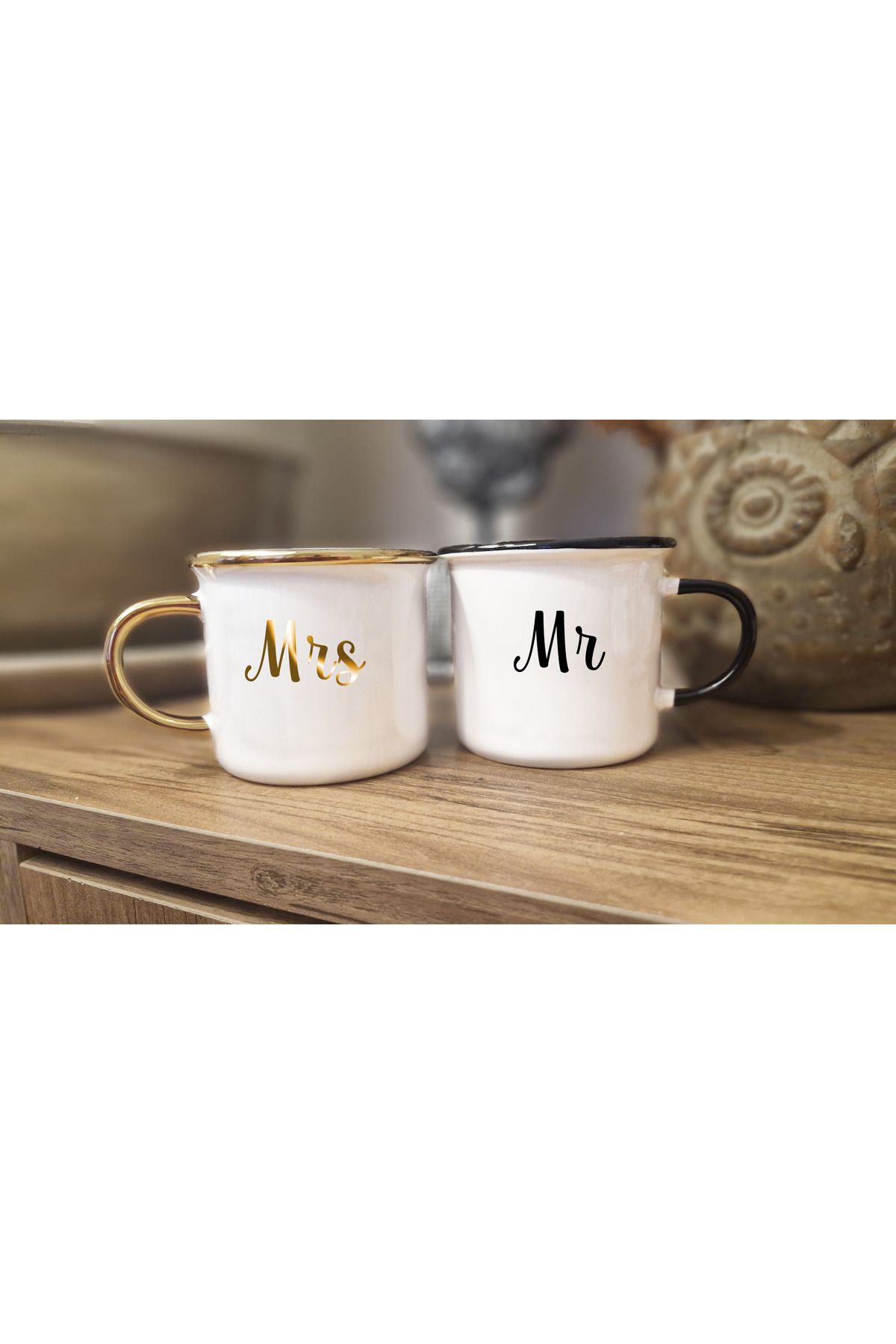 DİLAHOME Mr Mrs Çift Kupa Bardak Seti – Porselen Evlilik & Sevgili Hediyesi