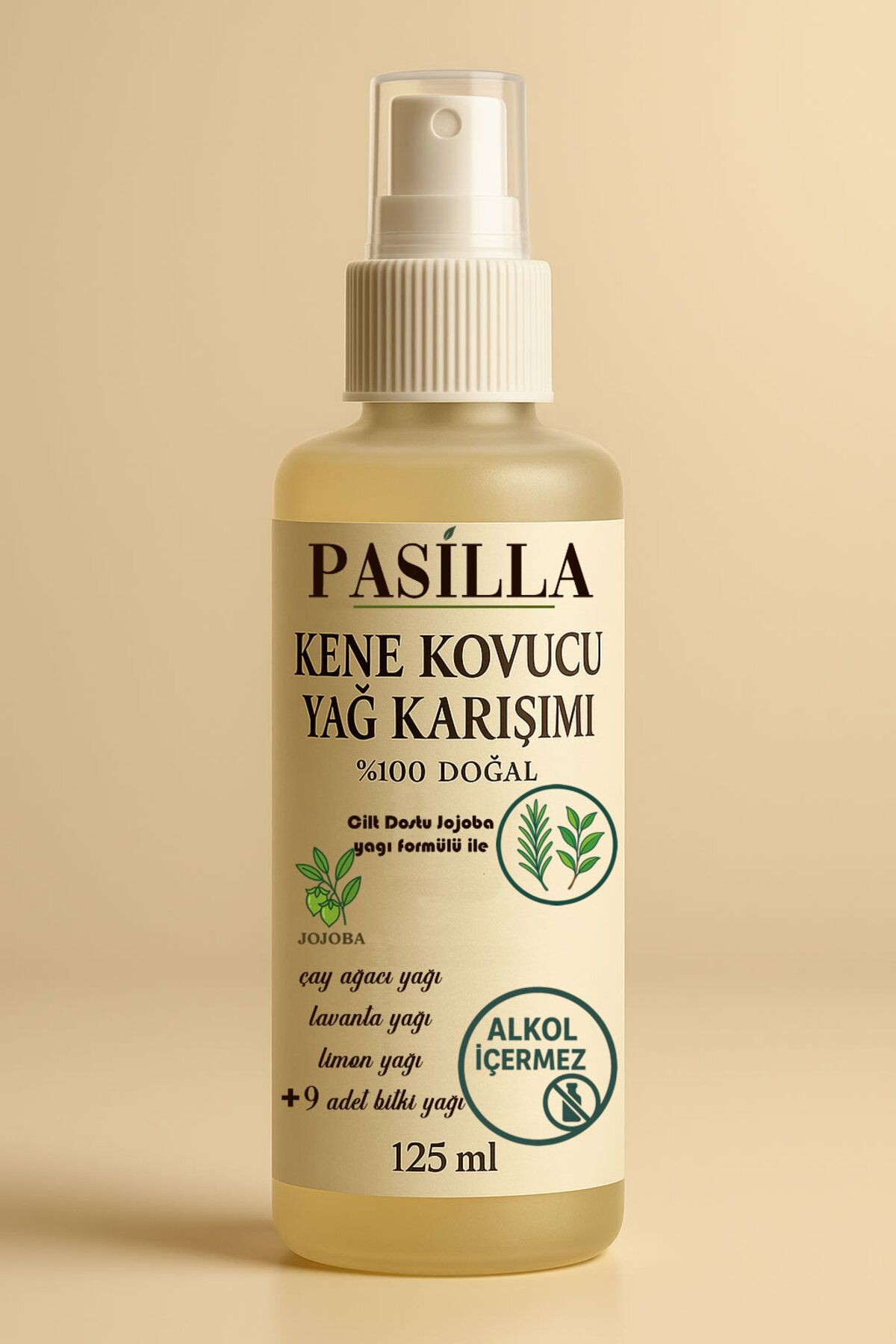 pasilla Kene Koruyucu Sprey 125 ml Cilt Dostu Jojoba Yağlı - Doğal Yağ Karışımı + 9 Yağ Bileşeni