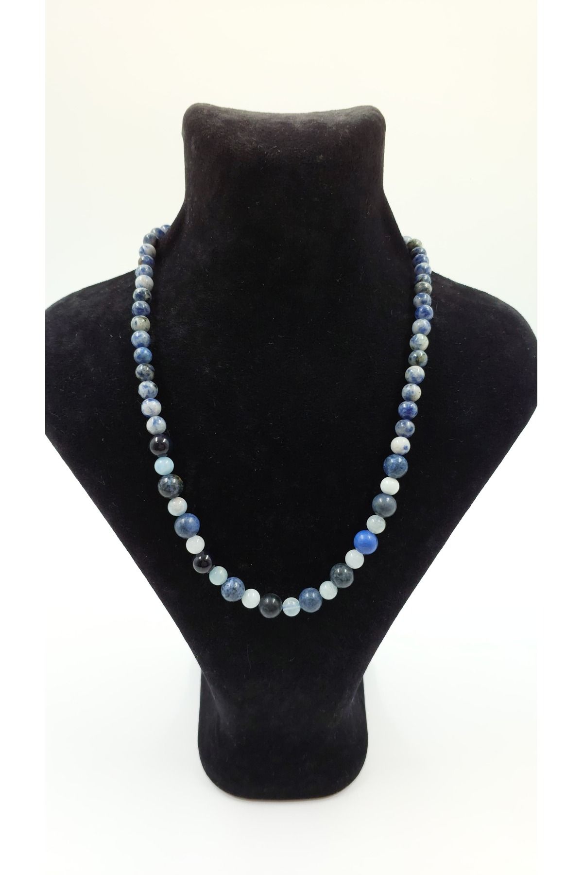 R G Handmade Design “Gökyüzü Huzuru” – Lapis Lazuli, Akuamarin & Sodalit Doğal Taşlı El Yapımı Kolye