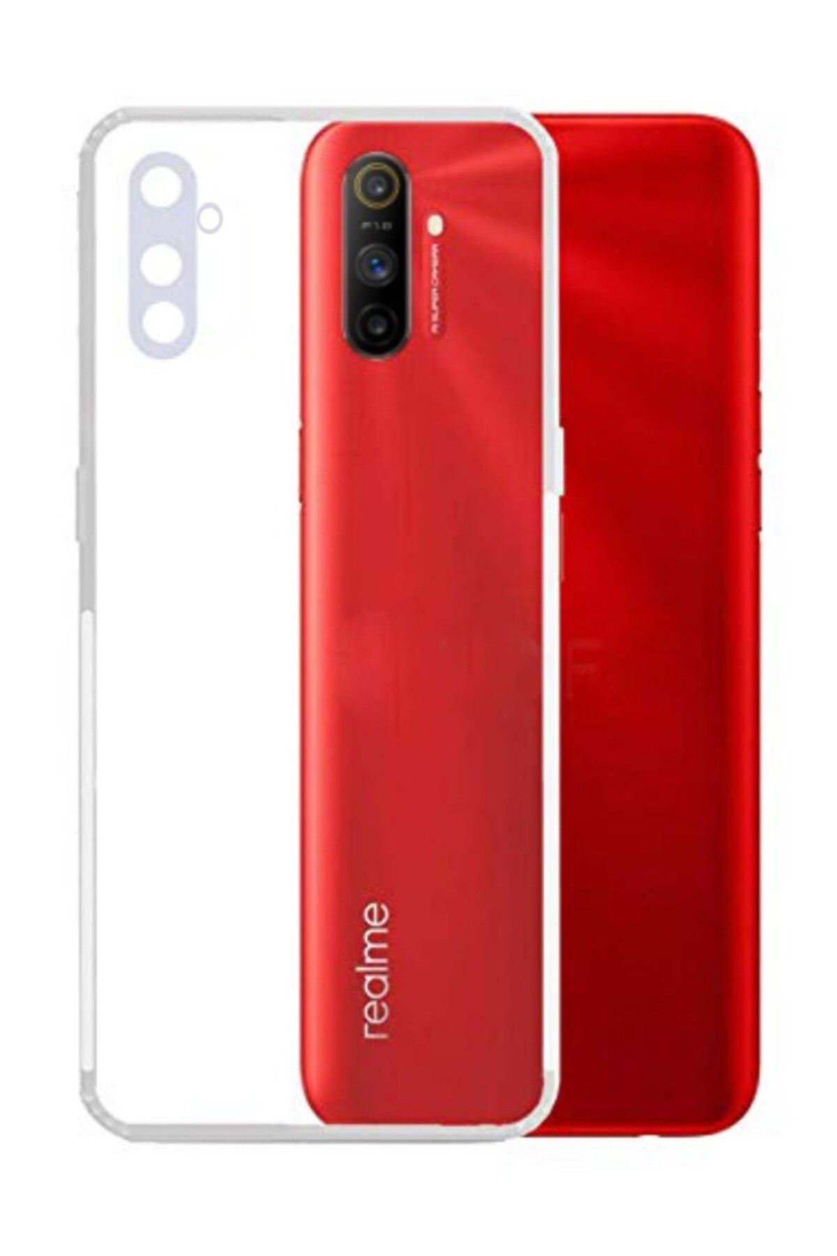 TezMax Realme C3i Uyumlu Kapak Kamera Korumalı Şarj Tıpalı Şeffaf Silikon Kılıf