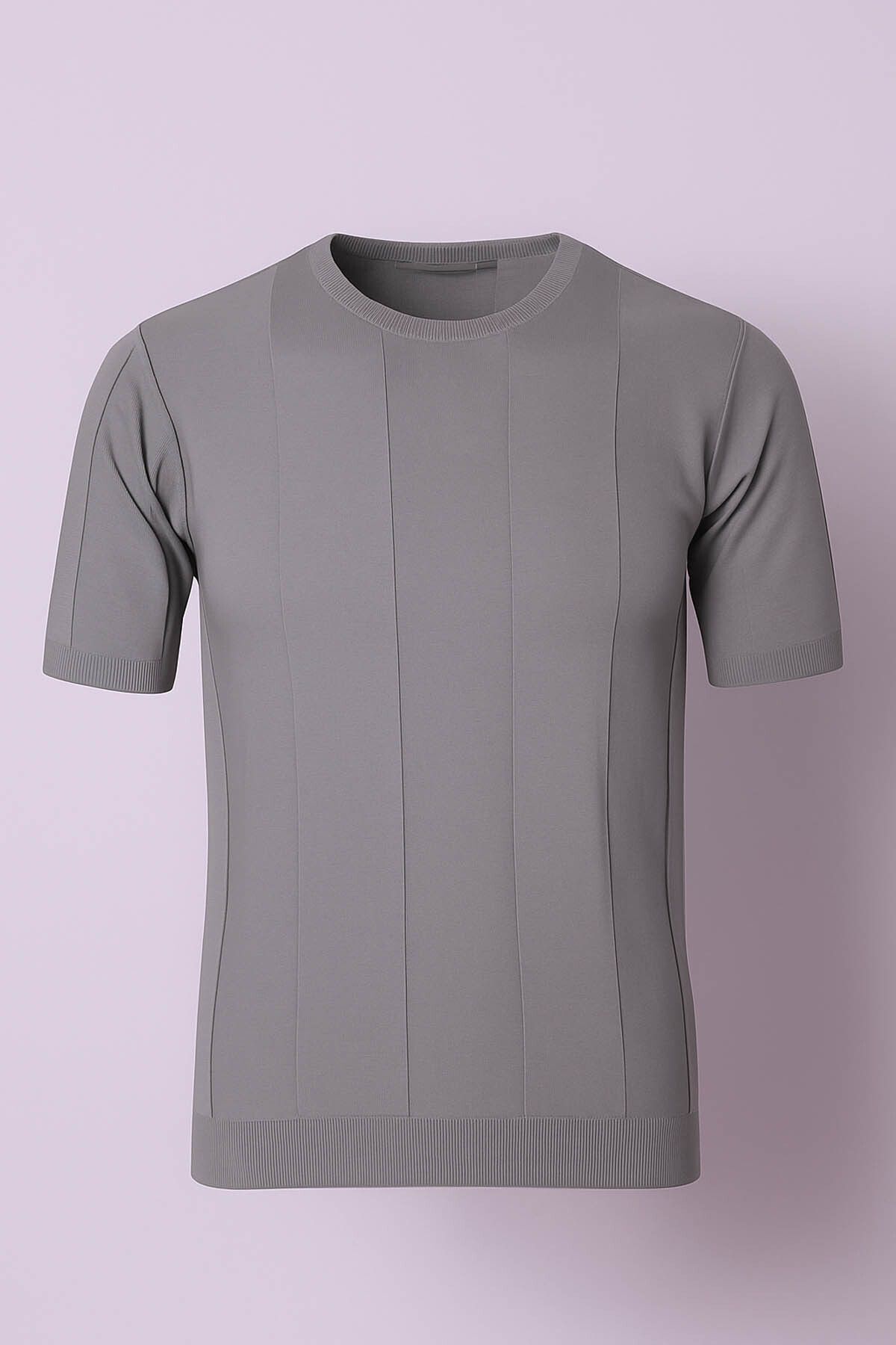 trender O Yaka Triko Gri Erkek T-Shirt 100-4015