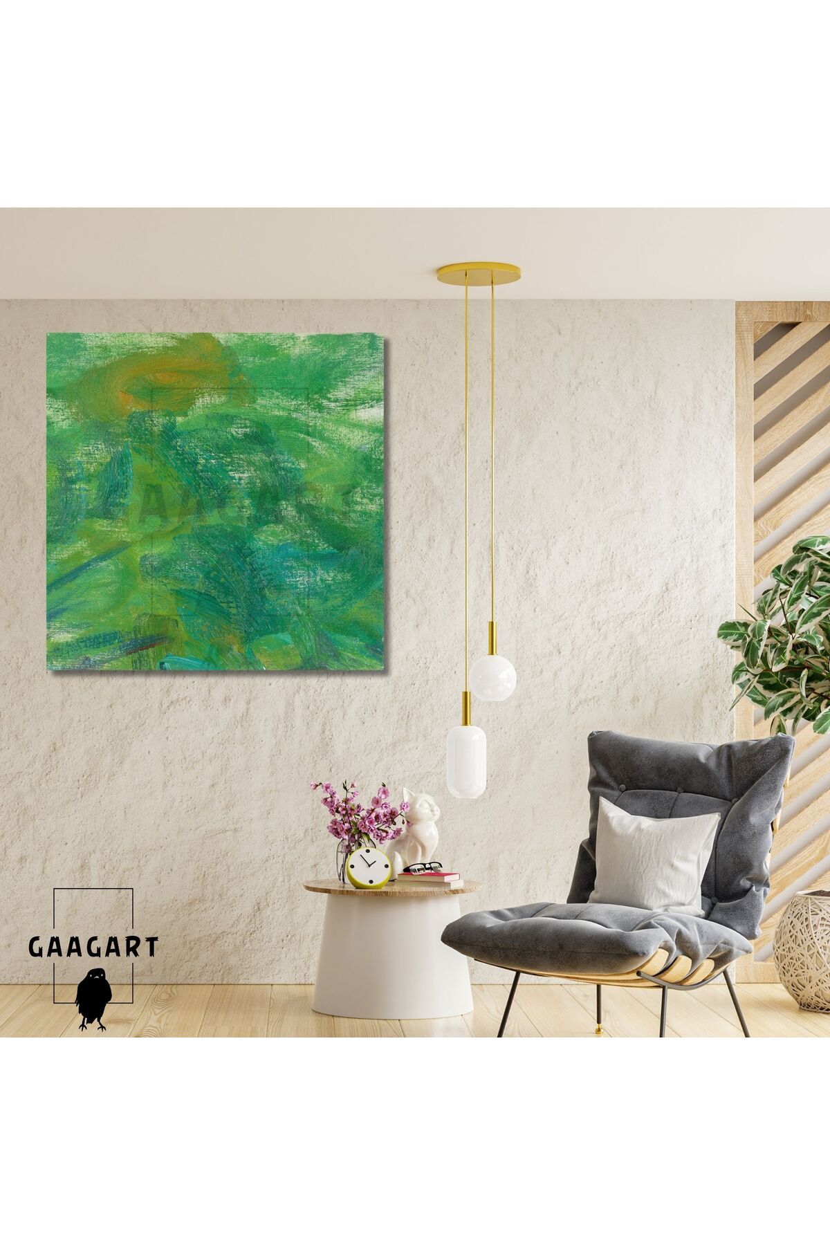 GAAGART Kare Kanvas Tablo Ünlü Eserler Claude Monet Yeşil Nympheas Tablosu