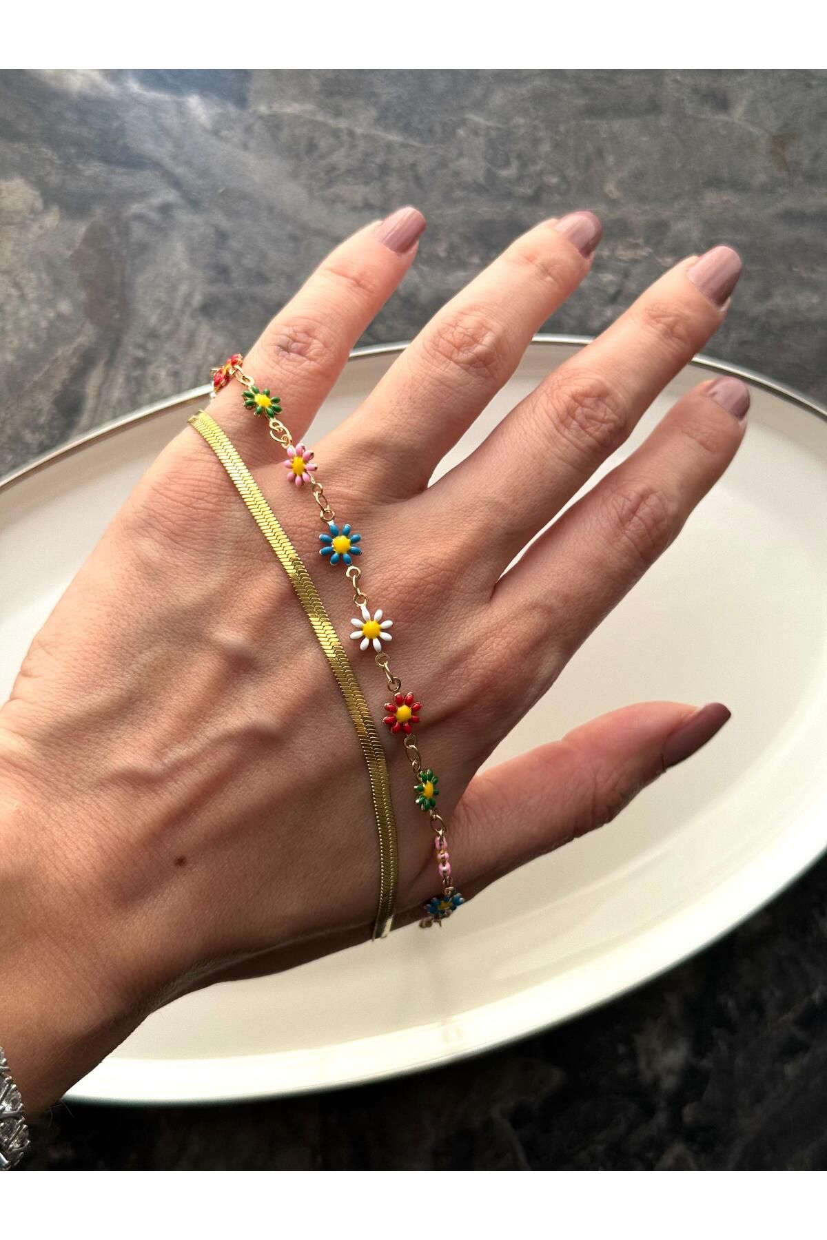Nera Accessories Çiçekli Halhal