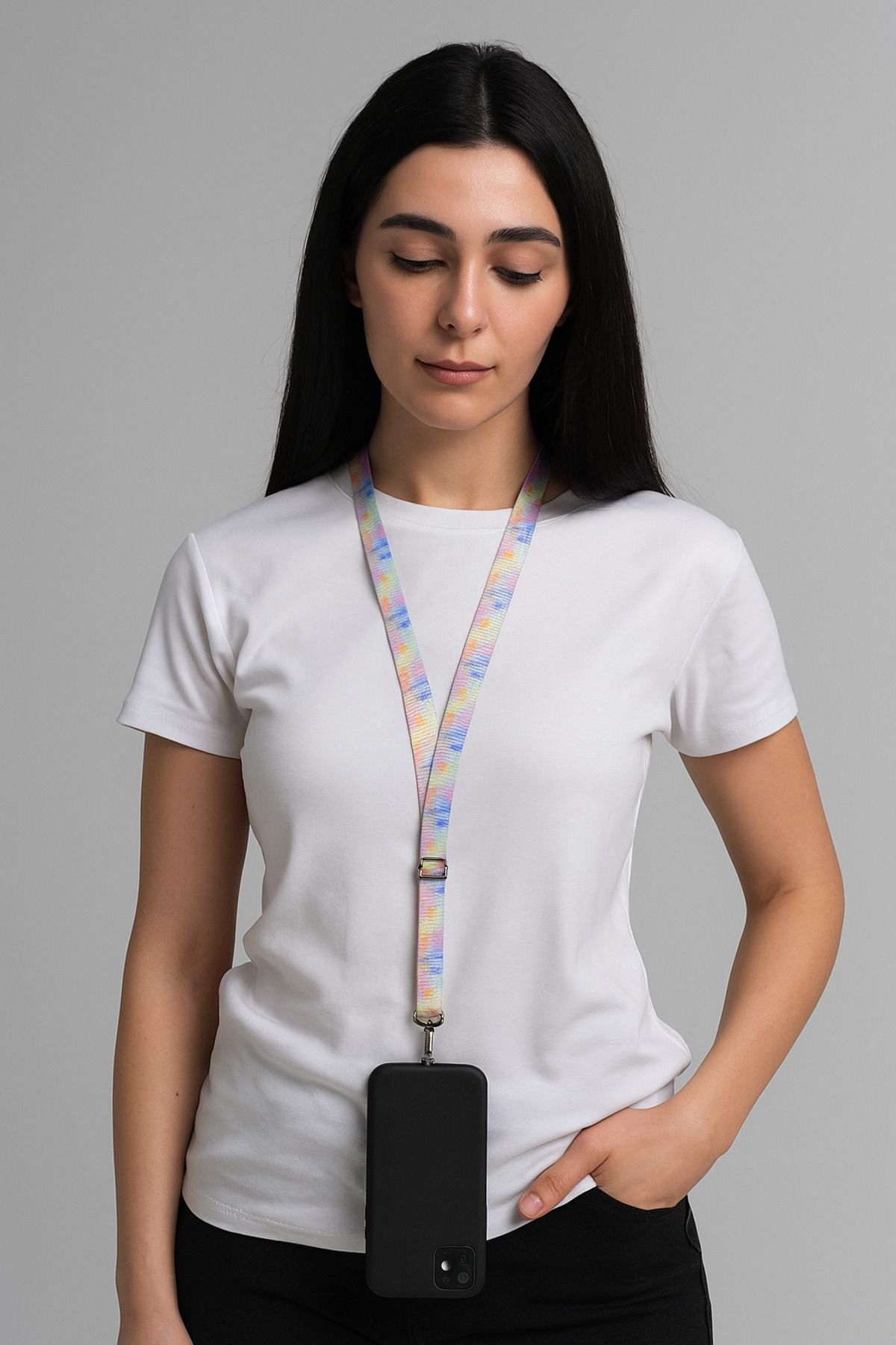 sevgipet Telefon Askısı Telefon Boyun Ipi / Tüm Telefonlarla Uyumlu / Tie-Dye Desenli