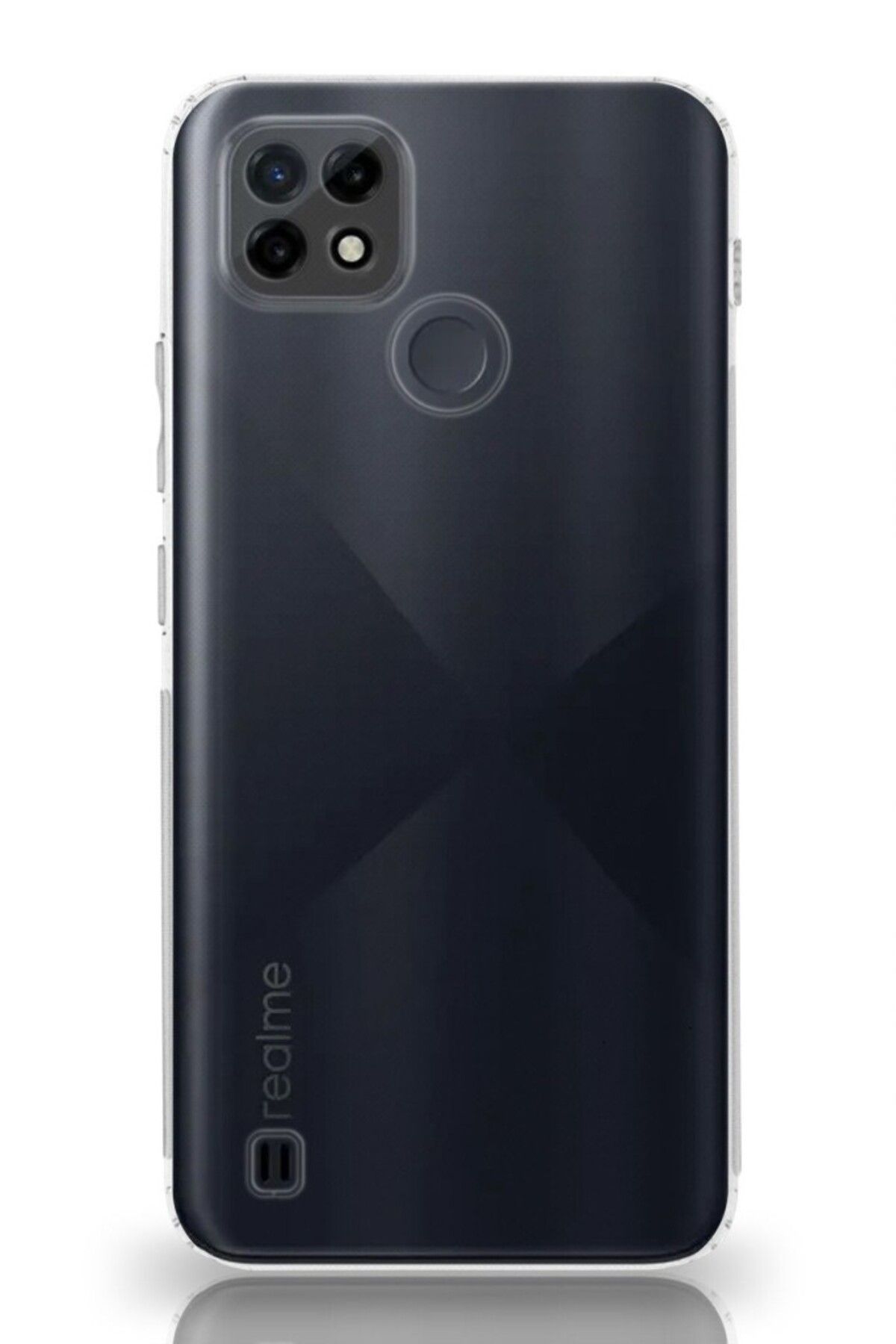 TezMax Realme C21 Uyumlu Kapak Kamera Korumalı Şarj Tıpalı Şeffaf Silikon Kılıf