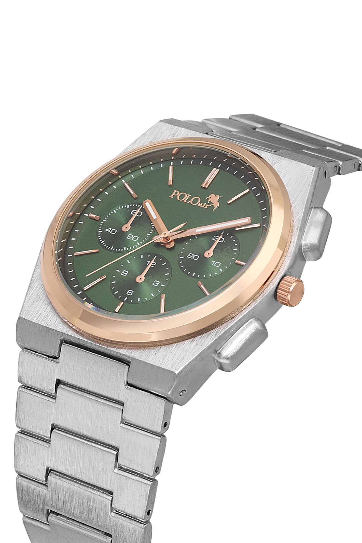 Polo Air Spor Erkek Kol Saati Gümüş Yeşil Bakır Renk PL-0999E5x