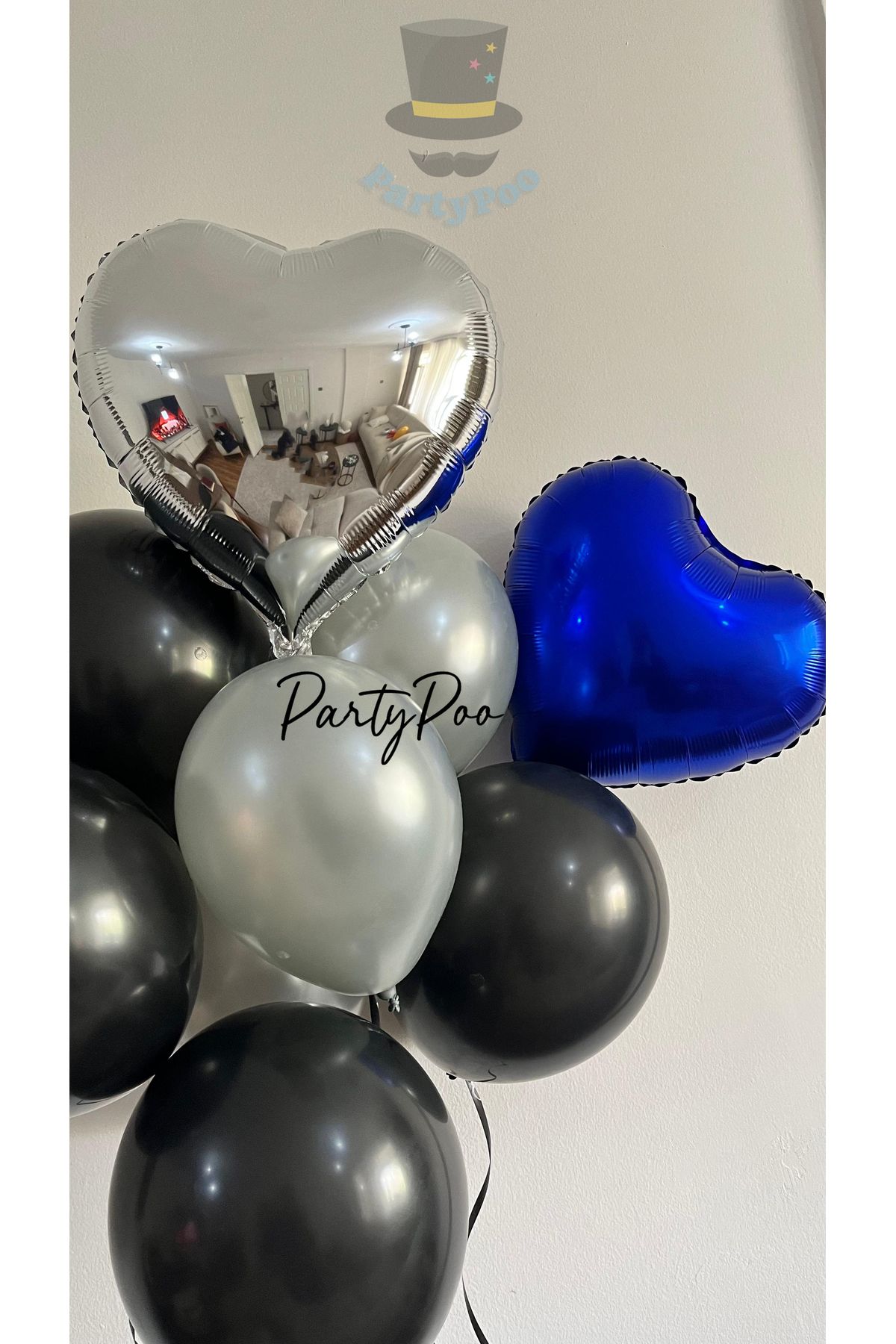 PartyPoo 13 Parça Metalik Kalp Balon Seti Doğum Günü Bride To Be Parti Folyo Balon Seti Parti Seti