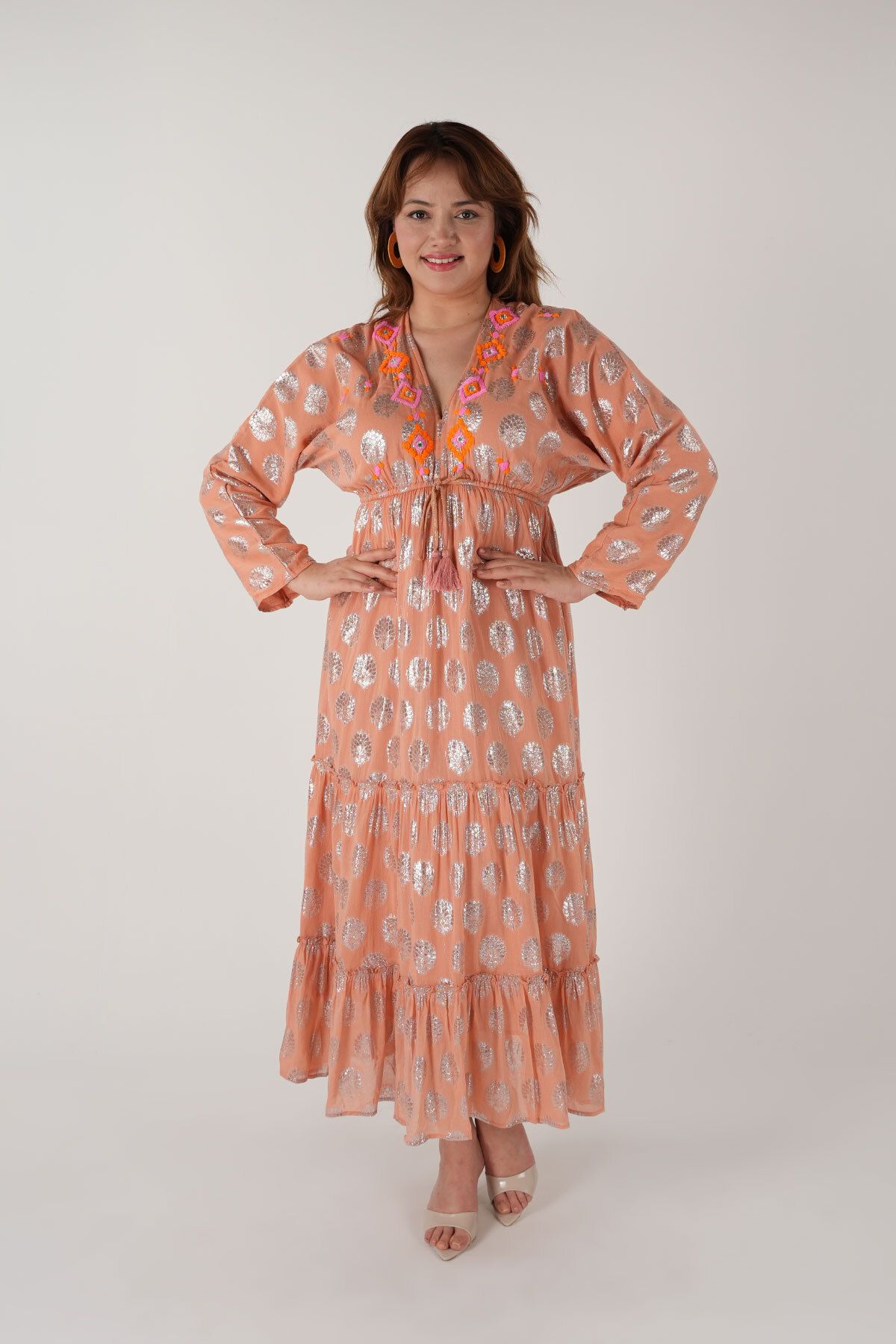 NAVAJO KOPYA - Maxi Elbise – %100 Pamuk – BÜYÜK BEDEN