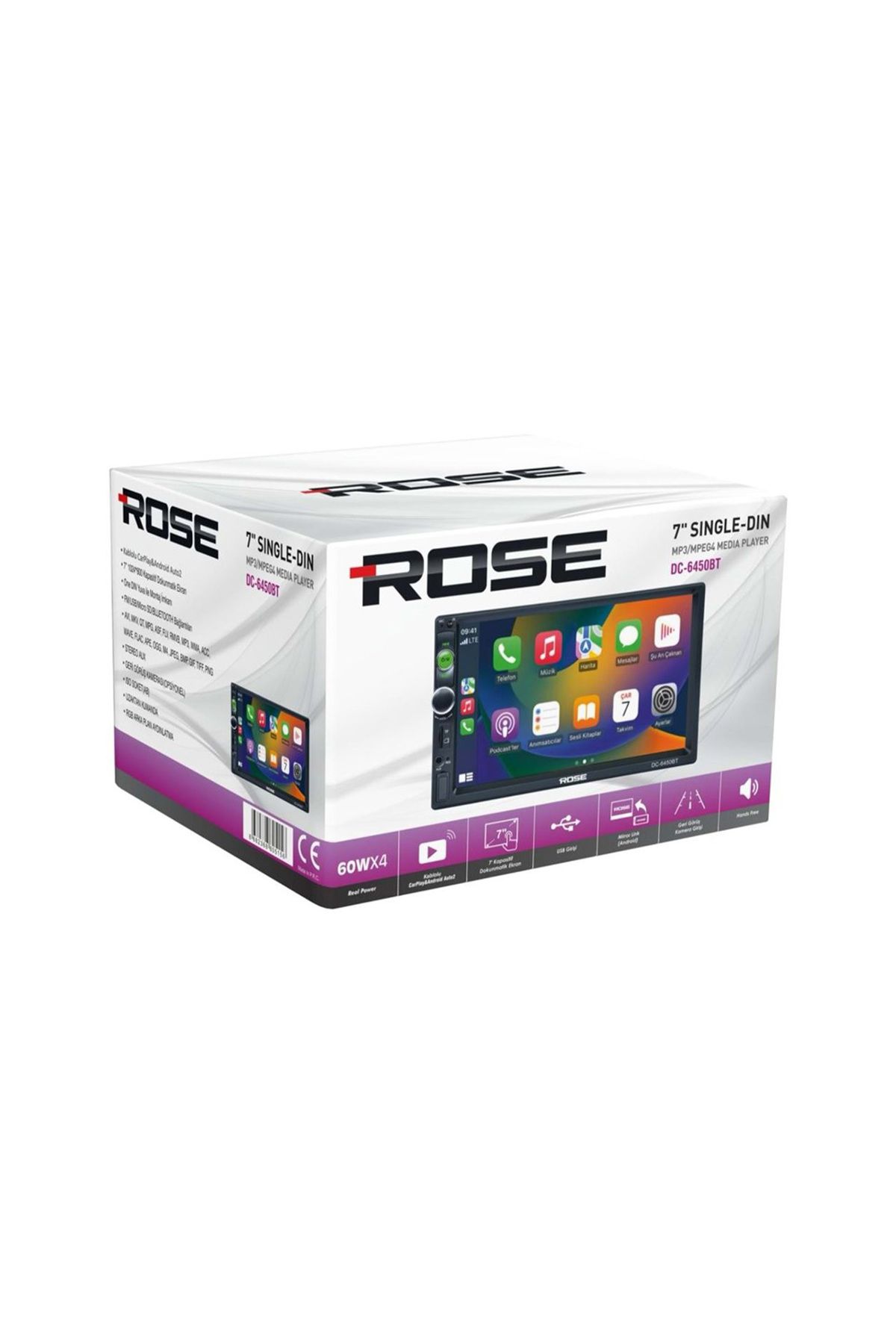 Rose DC-6450BT 7 USB SD Bluetooth Android Double Teyp