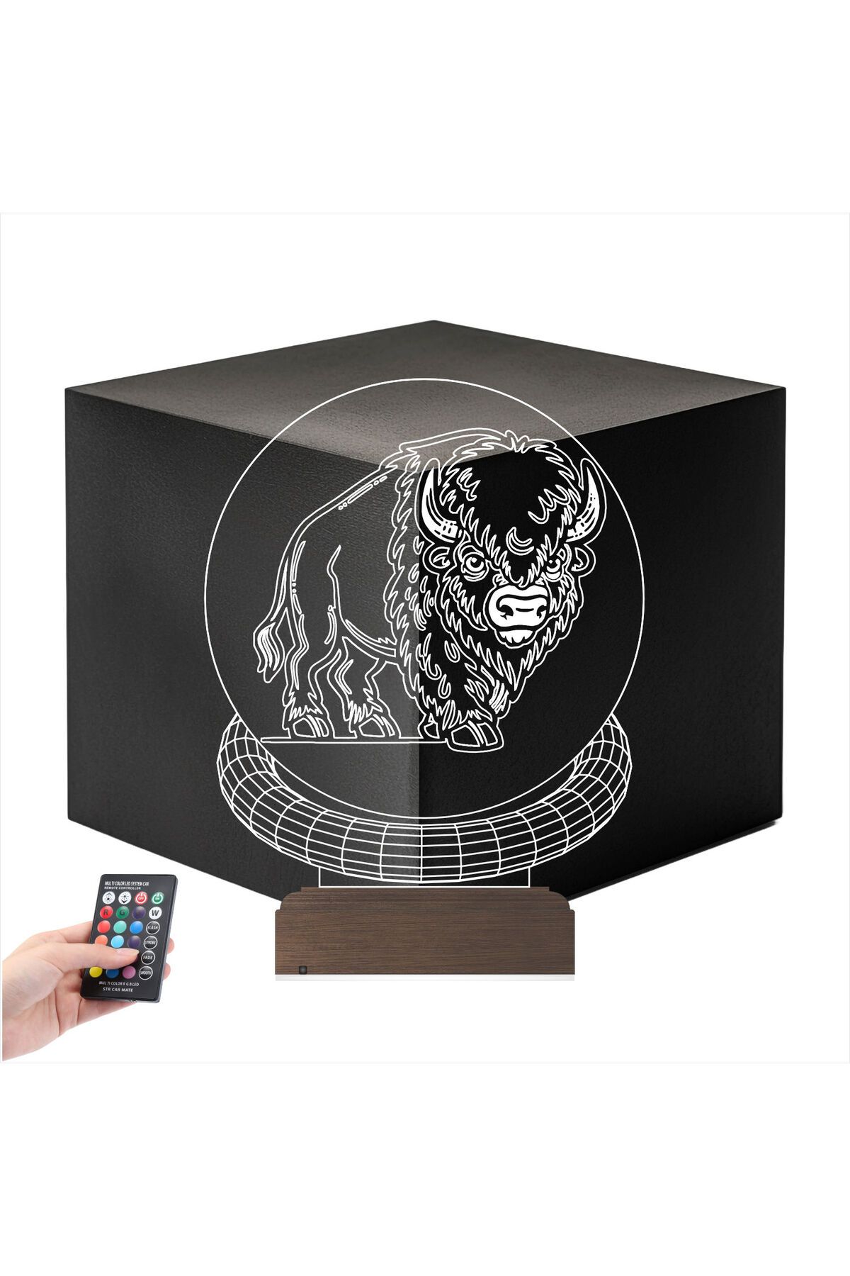 Kirppi 3d Lamba Bizon Tasarım Masa Gece Lambası