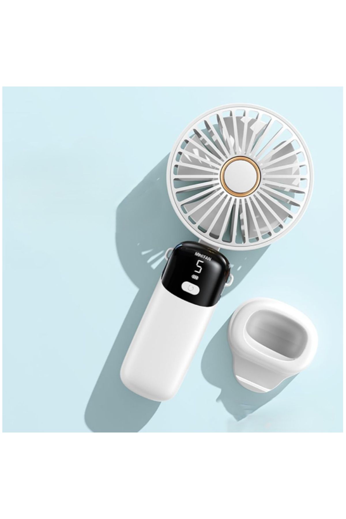 PEGY USB Şarjlı Taşınabilir Katlanabilir El Fanı Beyaz Renk
