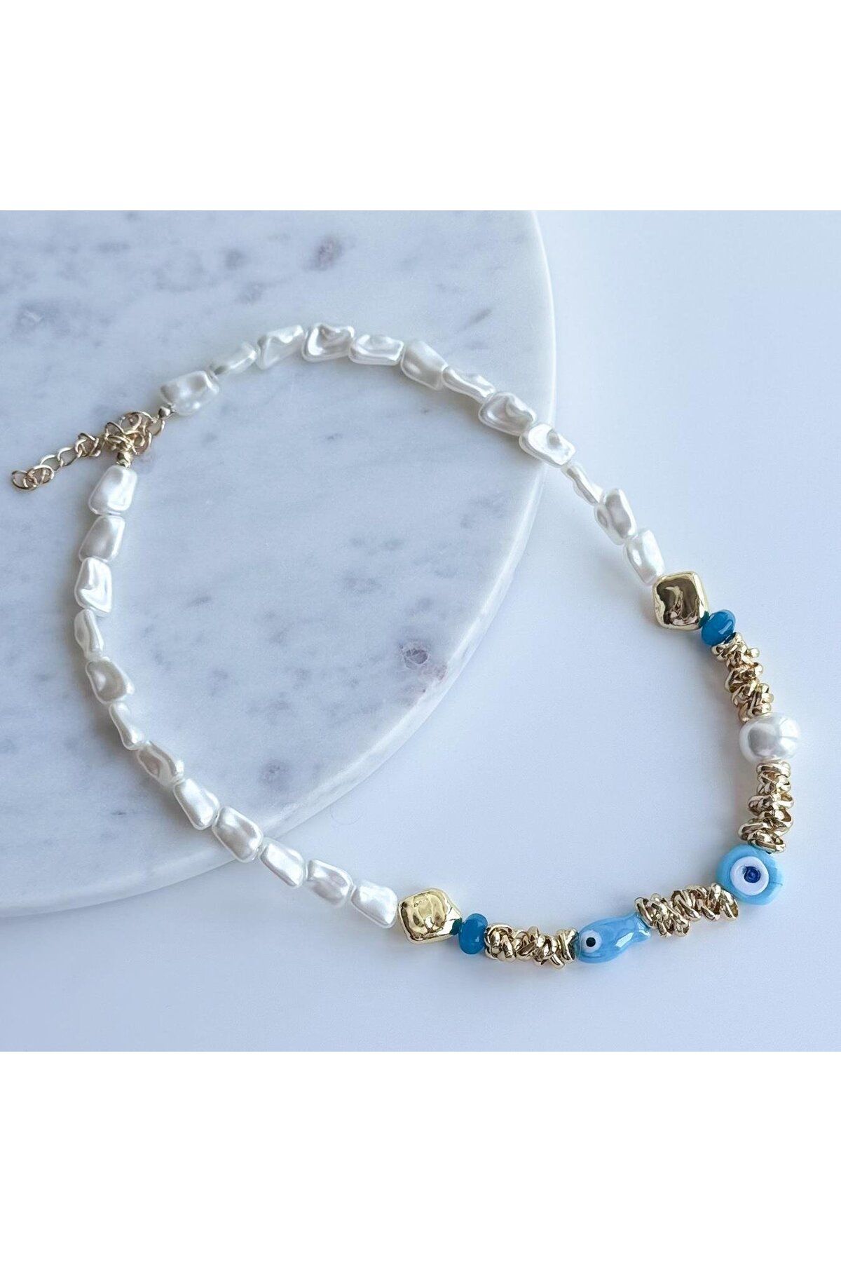 Venus Design İnci Murano Nazar- Balık Kolye