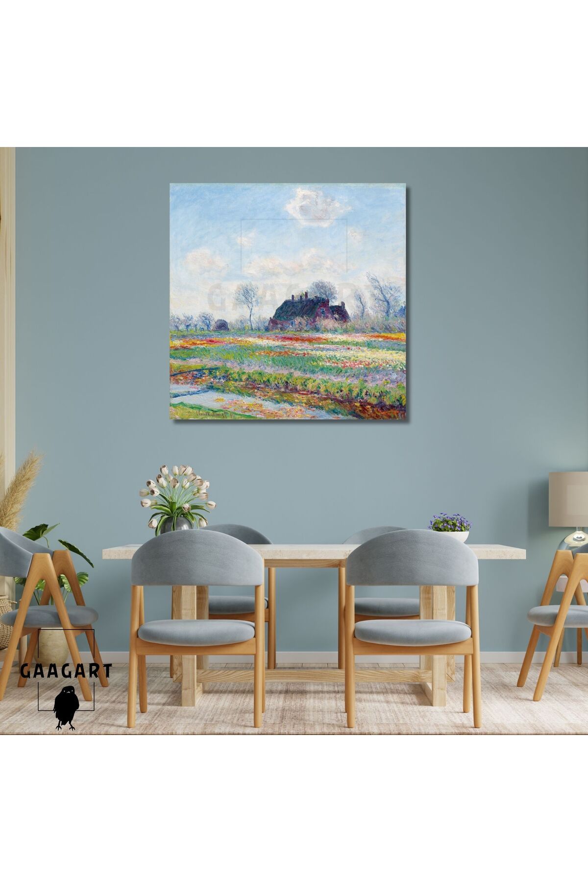 GAAGART Kare Kanvas Ünlü Eserler Cloude Monet Lale Tarlaları