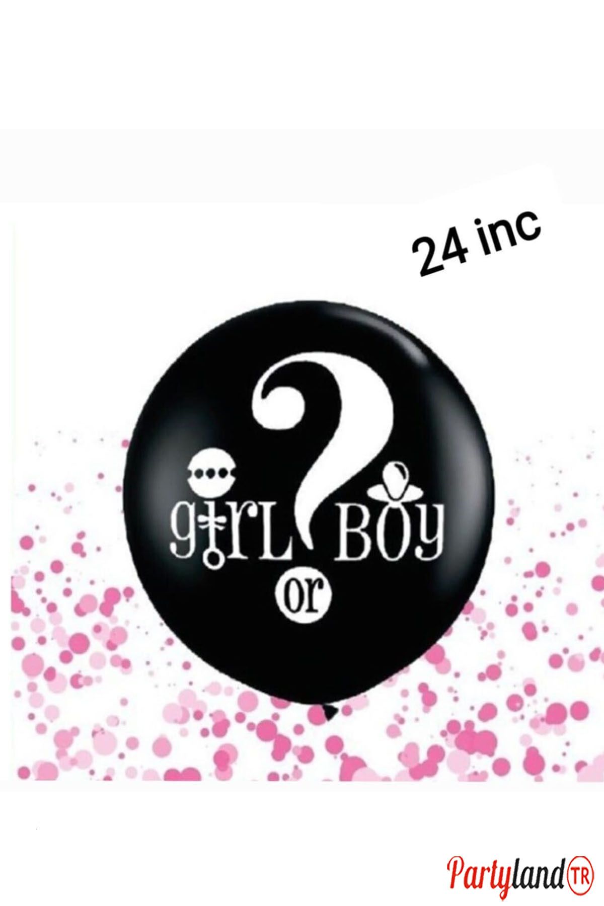 PartylandTR Cinsiyet Belirleme Balonu 60 cm. Girl Boy Pembe Pullu