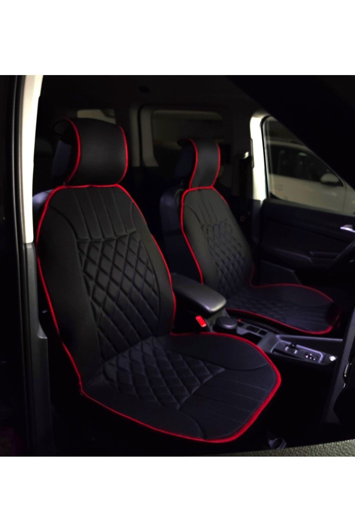 autogoodstore Ford B-Max Uyumlu Lüx Oto Koltuk Minderi Ön 2'li Set Elegance SİYAH KIRMIZI ags