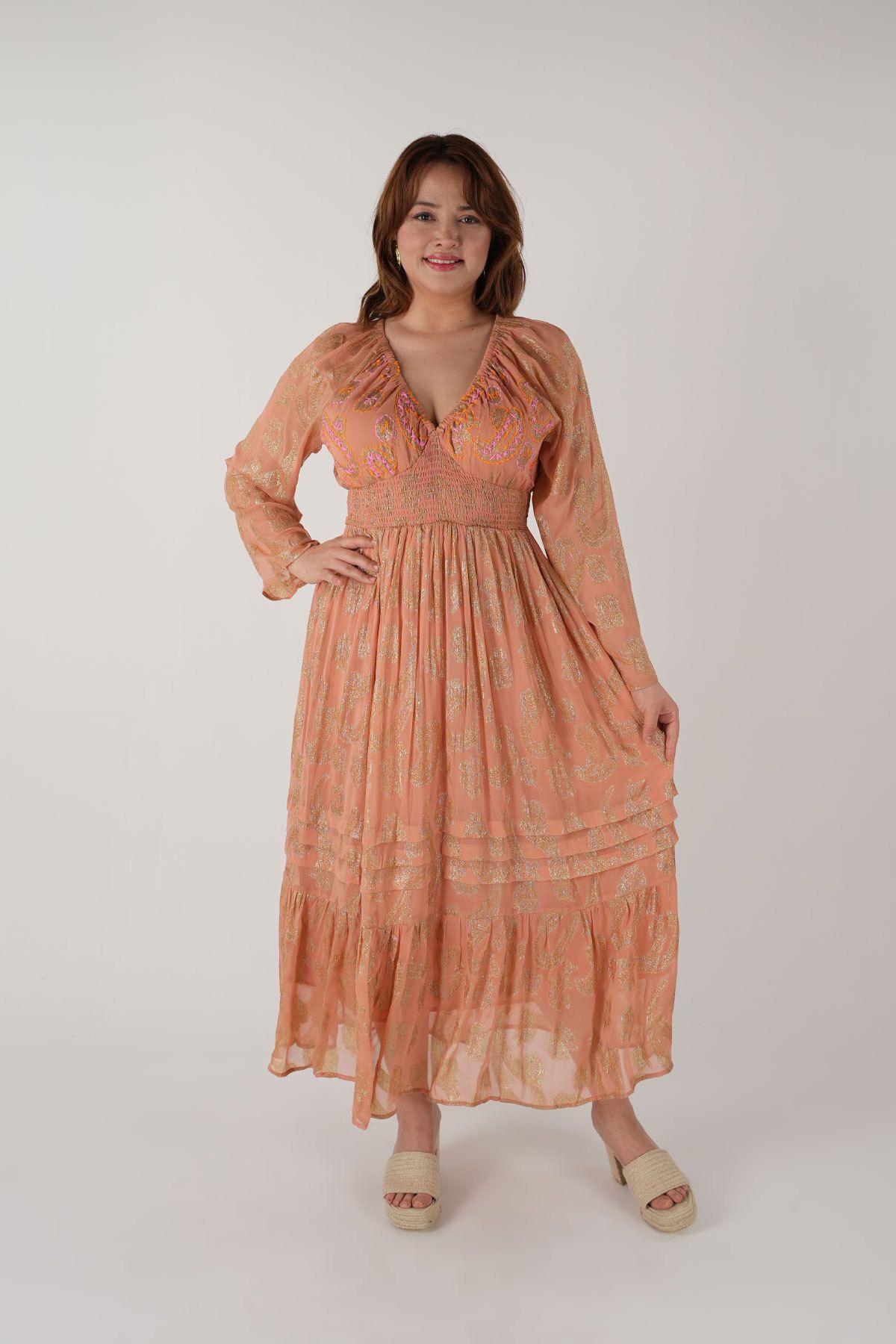 NAVAJO Maxi Elbise – %100 Pamuk – Büyük Beden