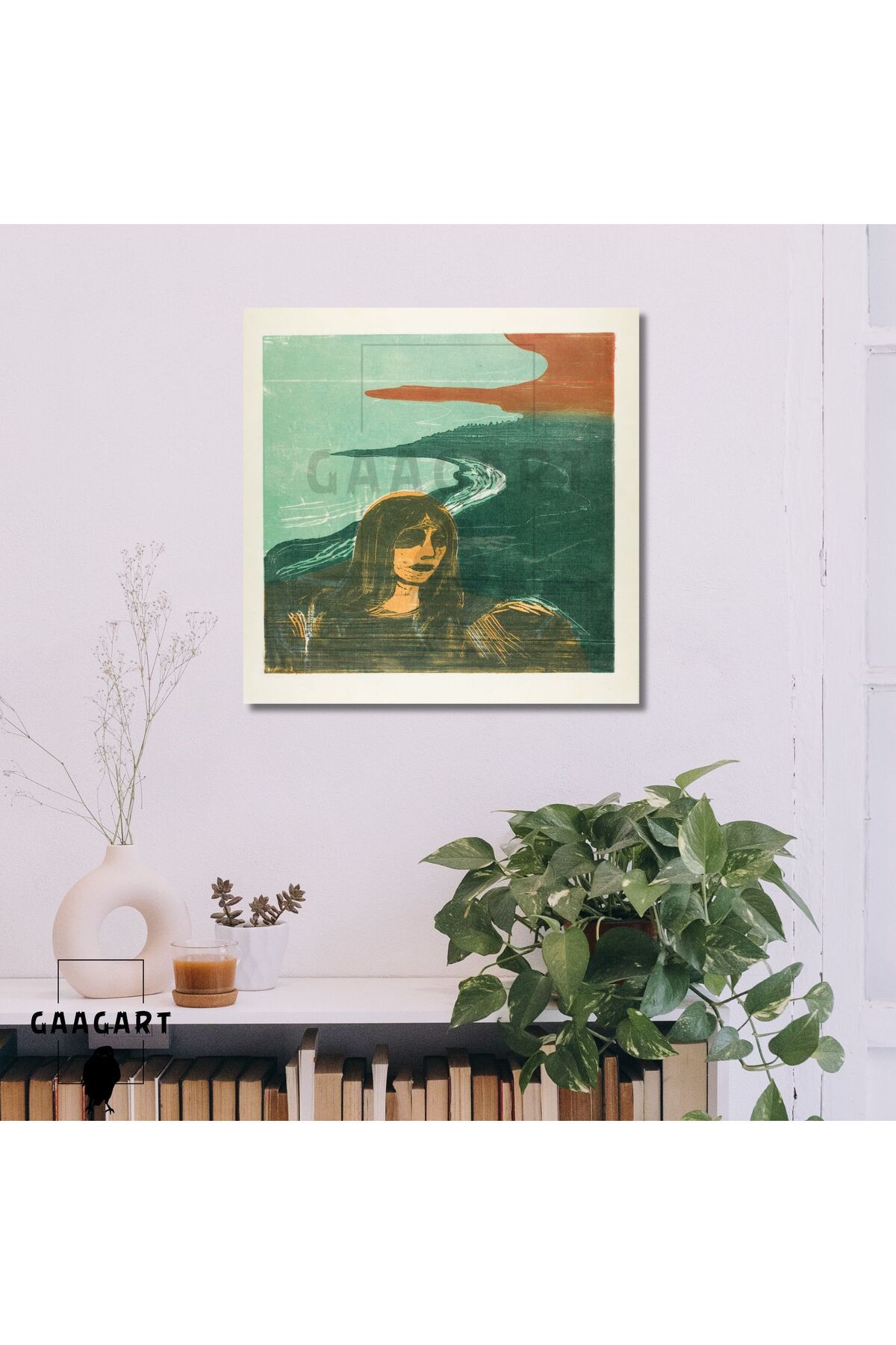 GAAGART Kare Kanvas Tablo Ünlü Eserler Munch Woman’s Head against the Shore