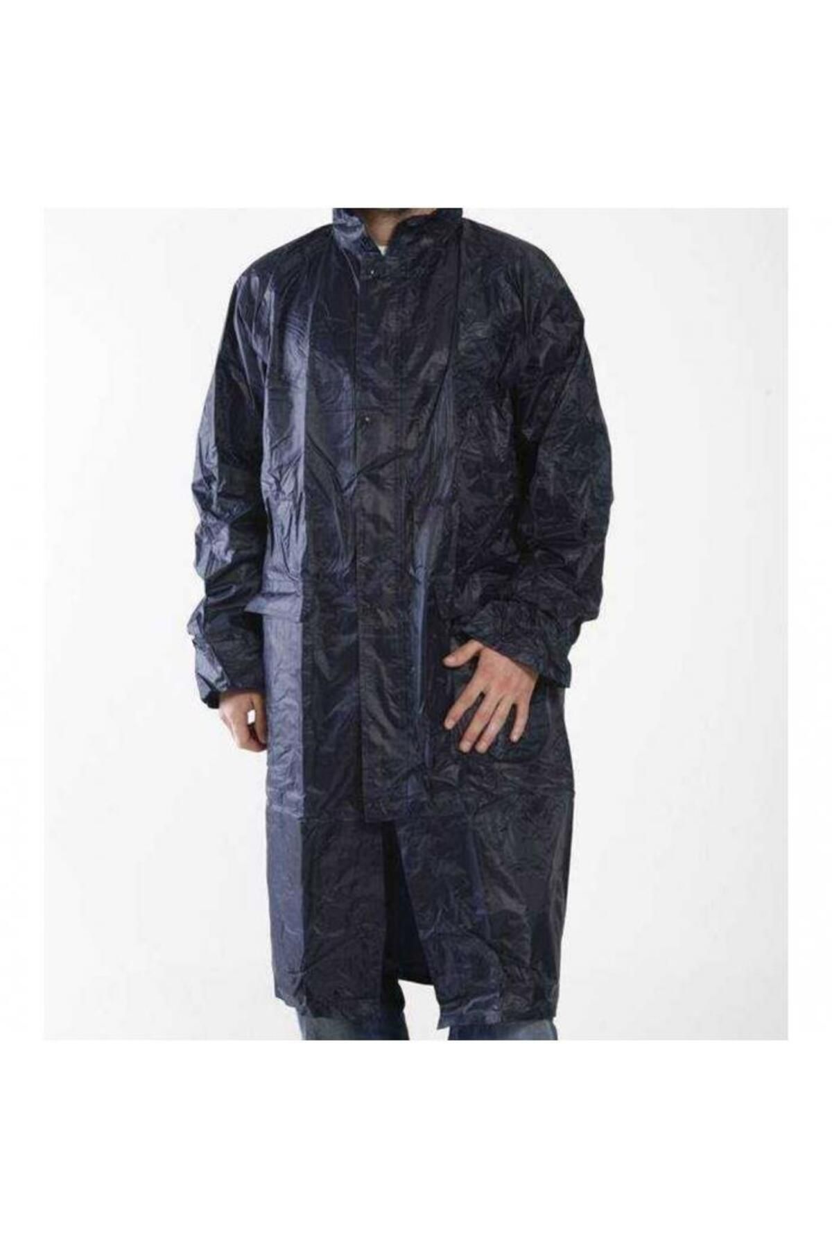 Toptan Bulurum Kapüşonlu Lacivert PVC Yağmurluk XXL