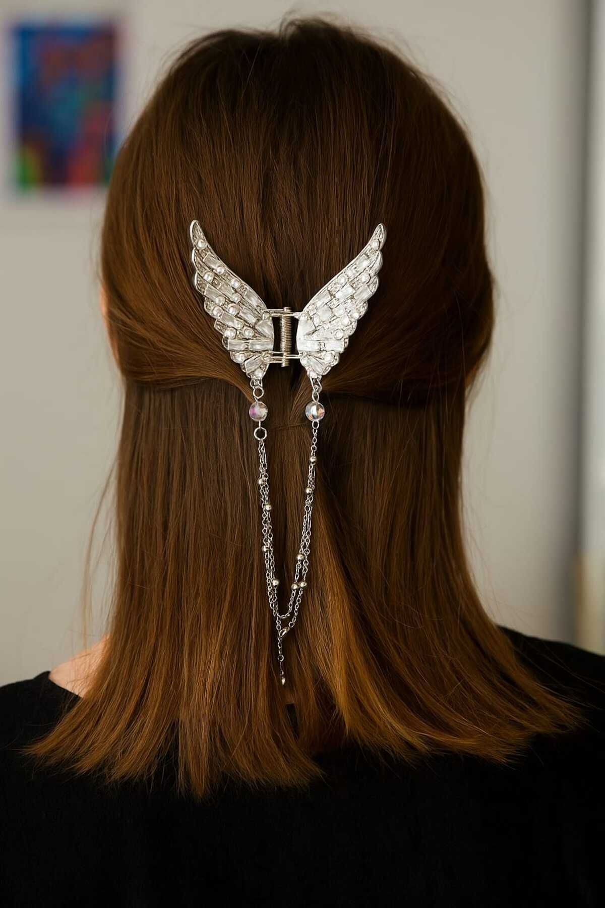 CLOVER JEWELRY Melek Kanadı Kristal Taşlı Pinterest Çelik Toka – Şık ve Zarif Tasarım
