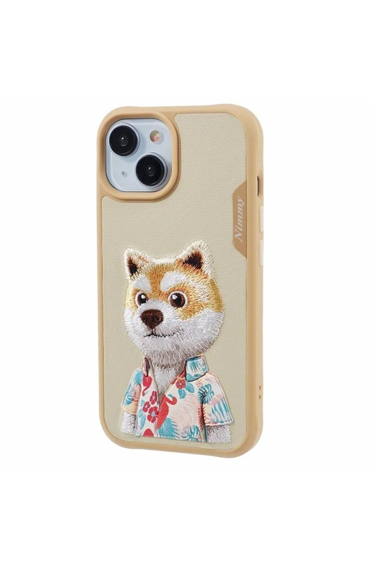 Nimmy iPhone 15 Uyumlu 3D Kıyafet Shiba Detaylı Nakış İşlemeli Kabartmalı Fashion Pet Kılıf
