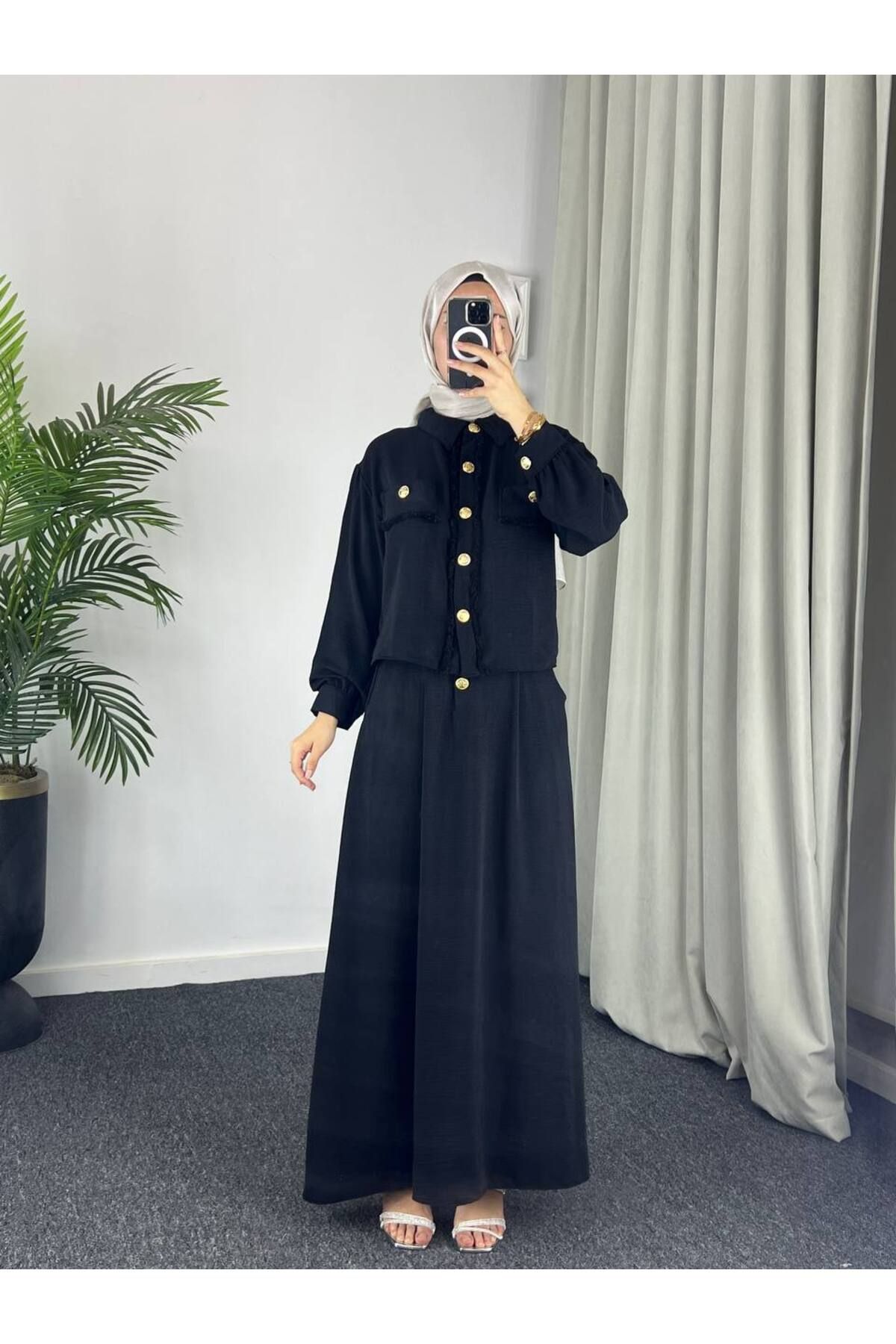 Esre Store 44581 -Ayrobin Tesettür İkili Takım Siyah