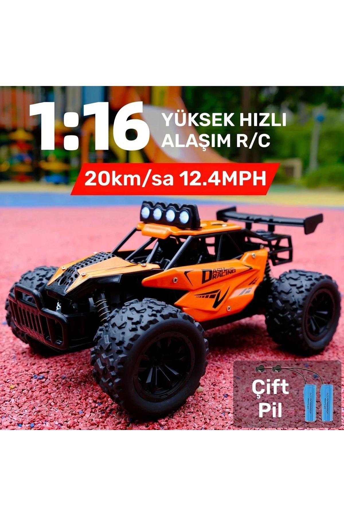 Generic RC Off-Road Araç , 2.4GHz Kablosuz Uzaktan Kumanda, Pille Çalışan Çift 500mAh Şarj Edilebilir Lityum