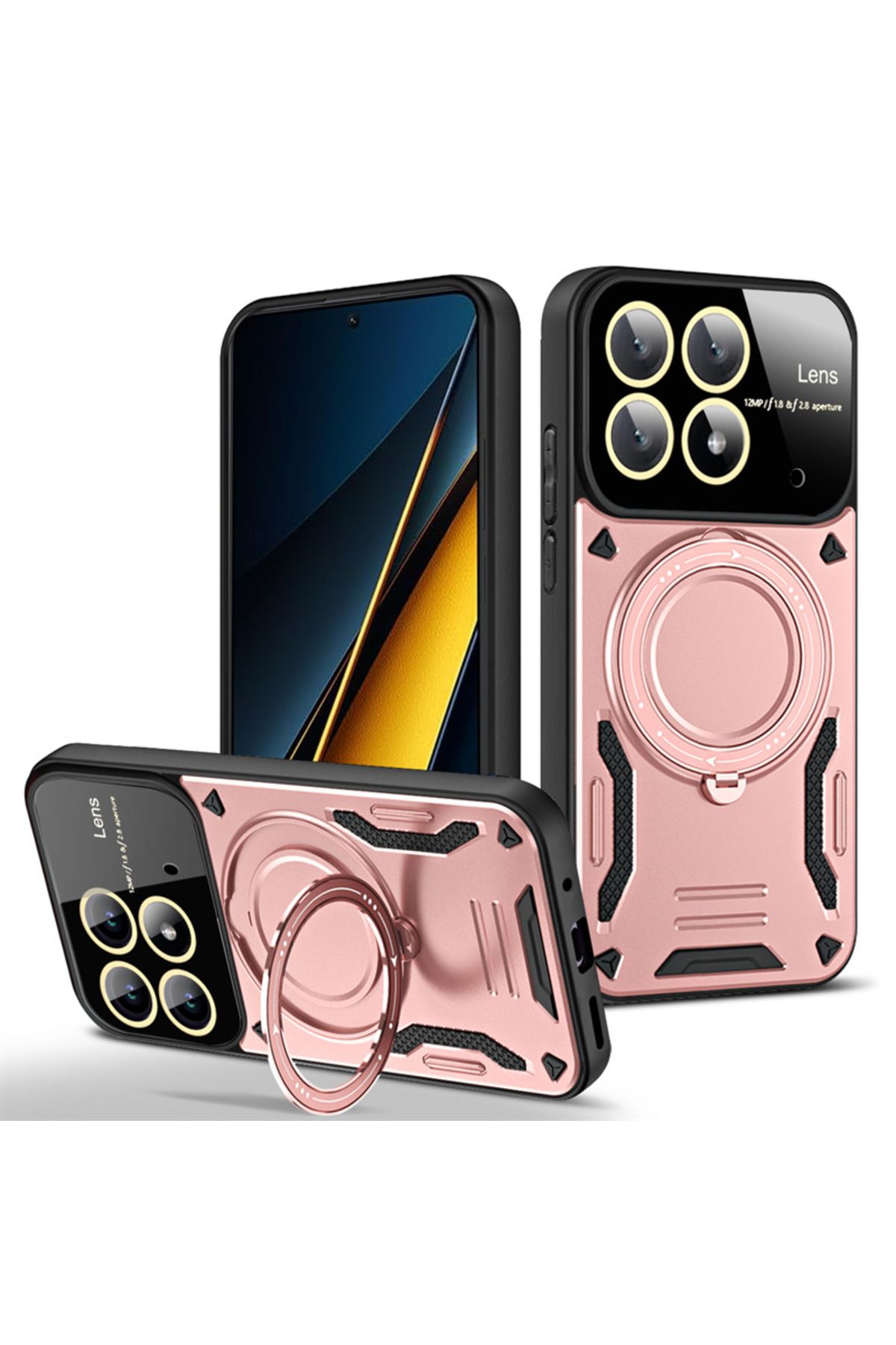 Wevox Xiaomi Mi 14T Pro Uyumlu Kılıf Magsafe Stand Kamera Lens Korumalı Dayanıklı Renkli Tank Kapak
